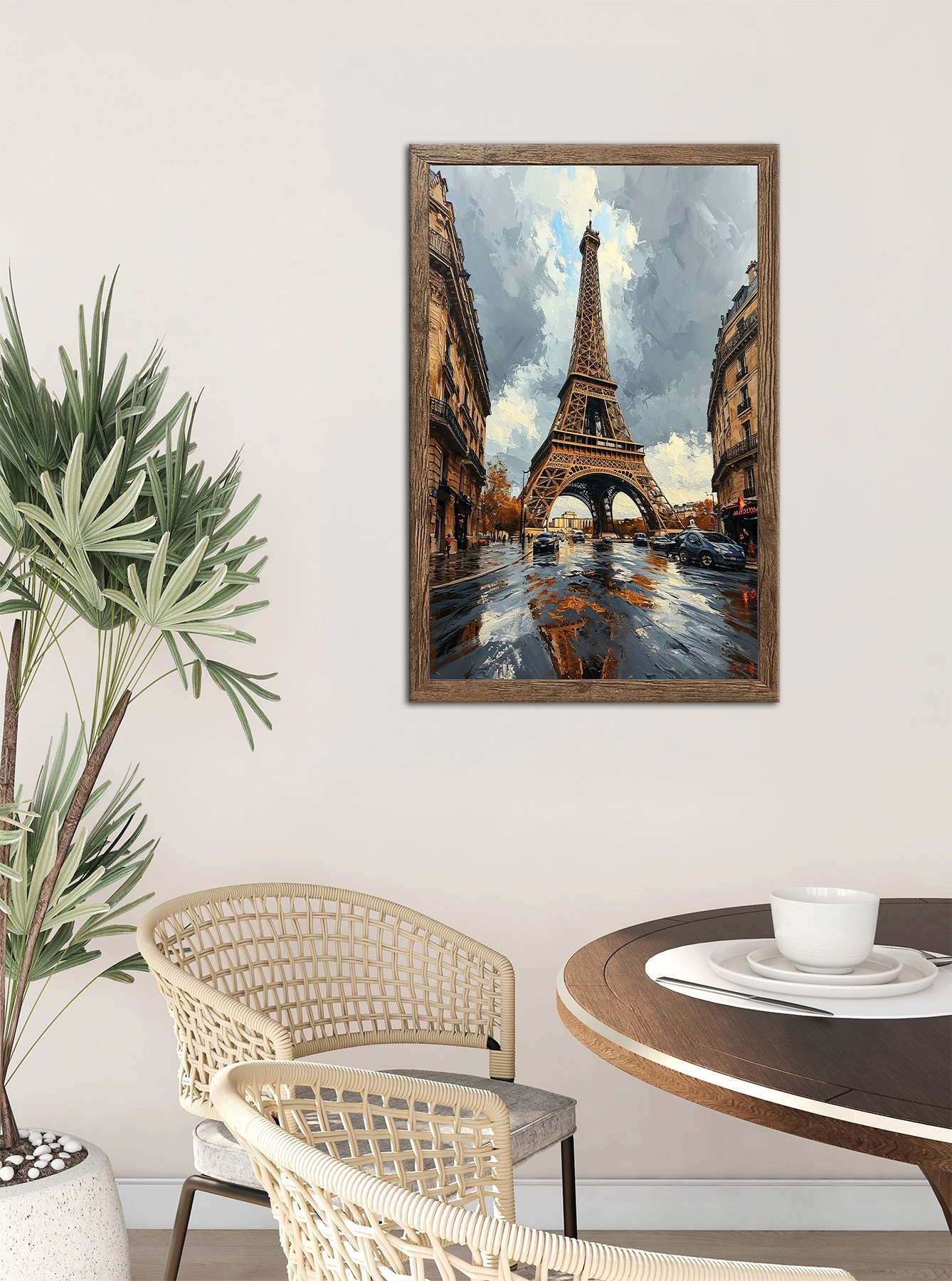 Bönninghoff Bild mit Rahmen »Wandbild gerahmt EIFFELTURM GEMÄLDE 50x70 cm – Paris Skyline im« Europa | Frankreich | Gebäude | Landschaft | Paris | Stadt 1 Stk. tlg. mit dekorativem Rahmen