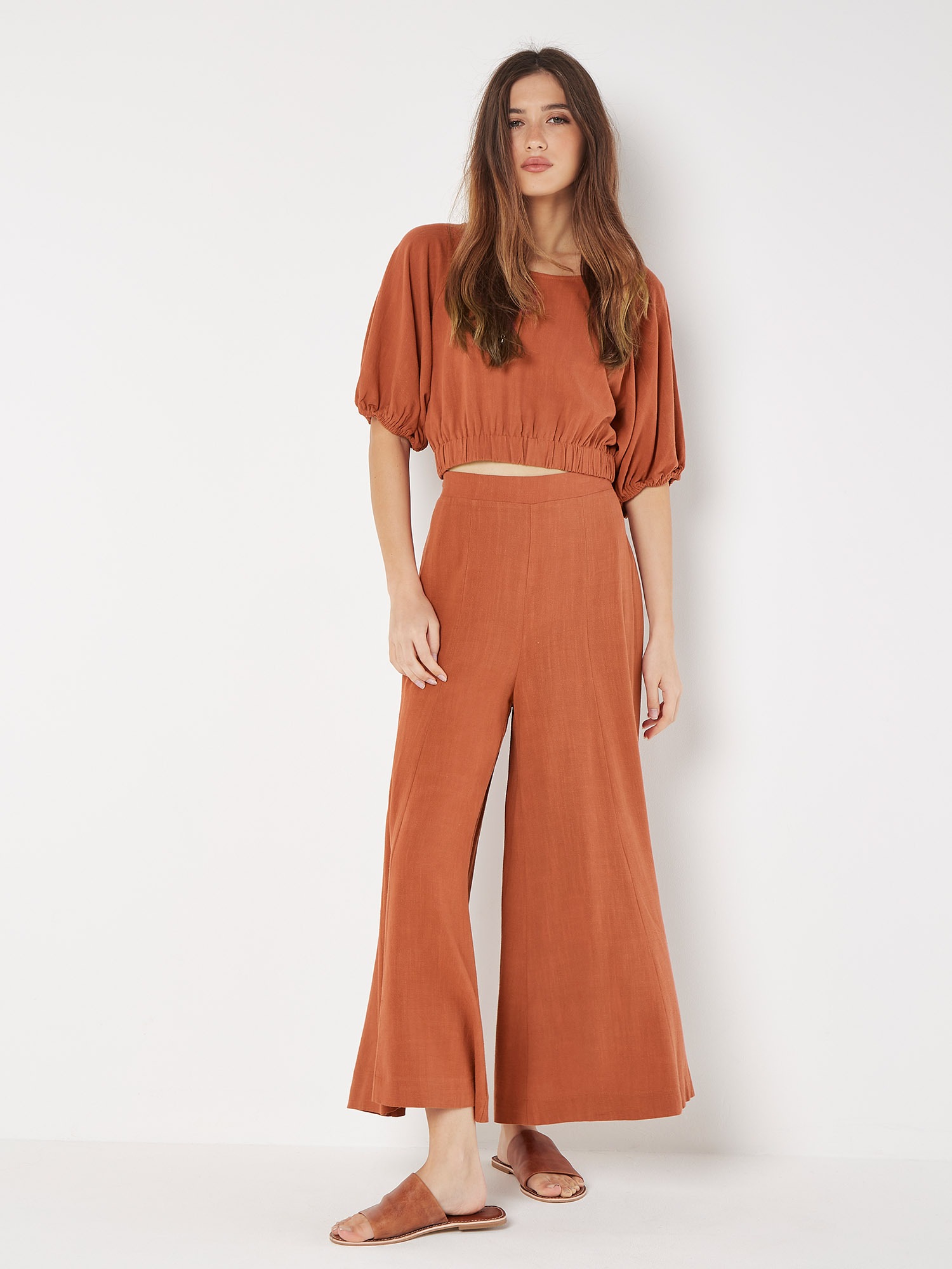 Apricot Klassische Bluse »Crop-Top« mit Ballonärmeln