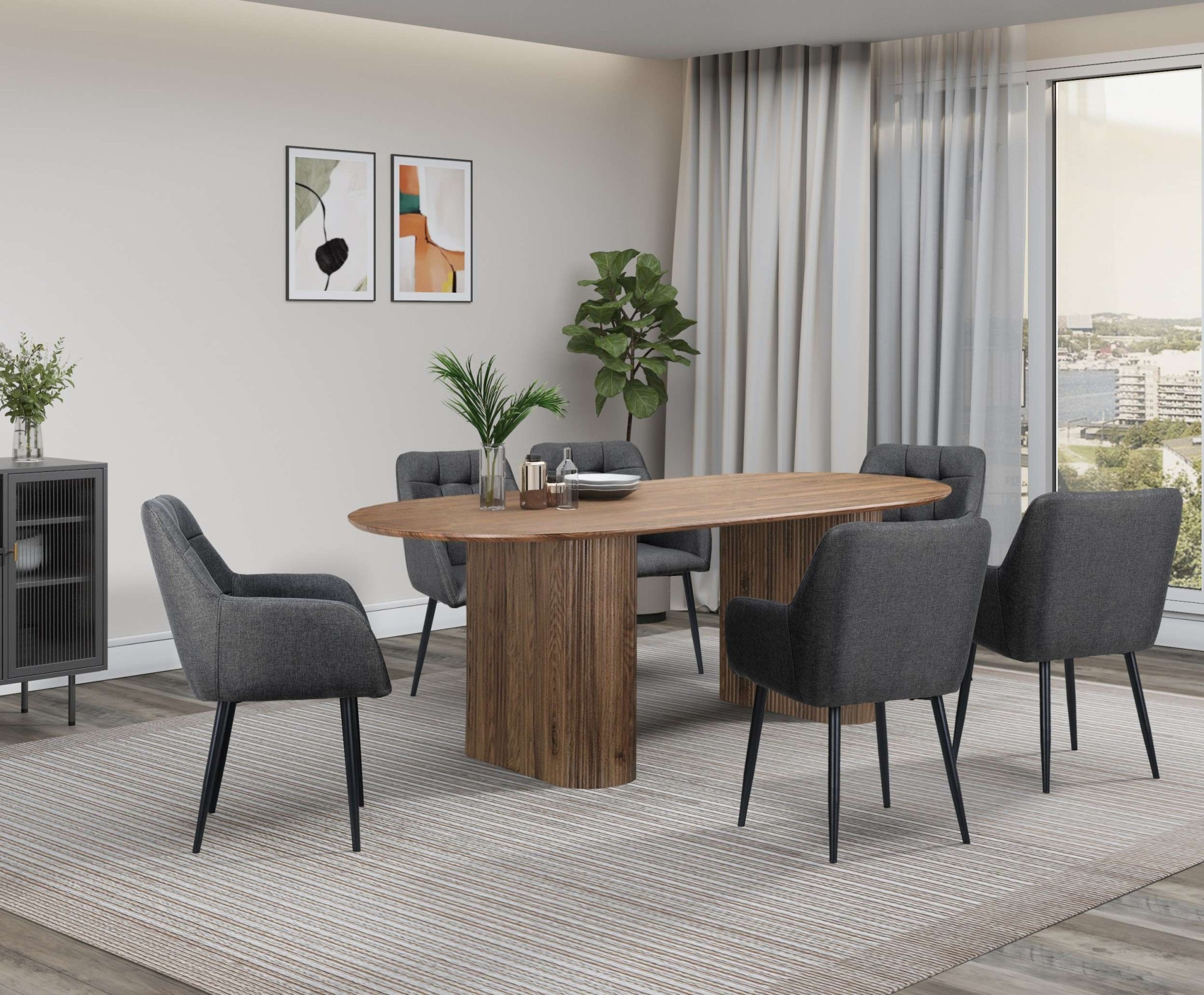 OTTO home Esstisch "Bostonia" ovaler Esstisch, Beine mit Rillenstruktur, pf günstig online kaufen