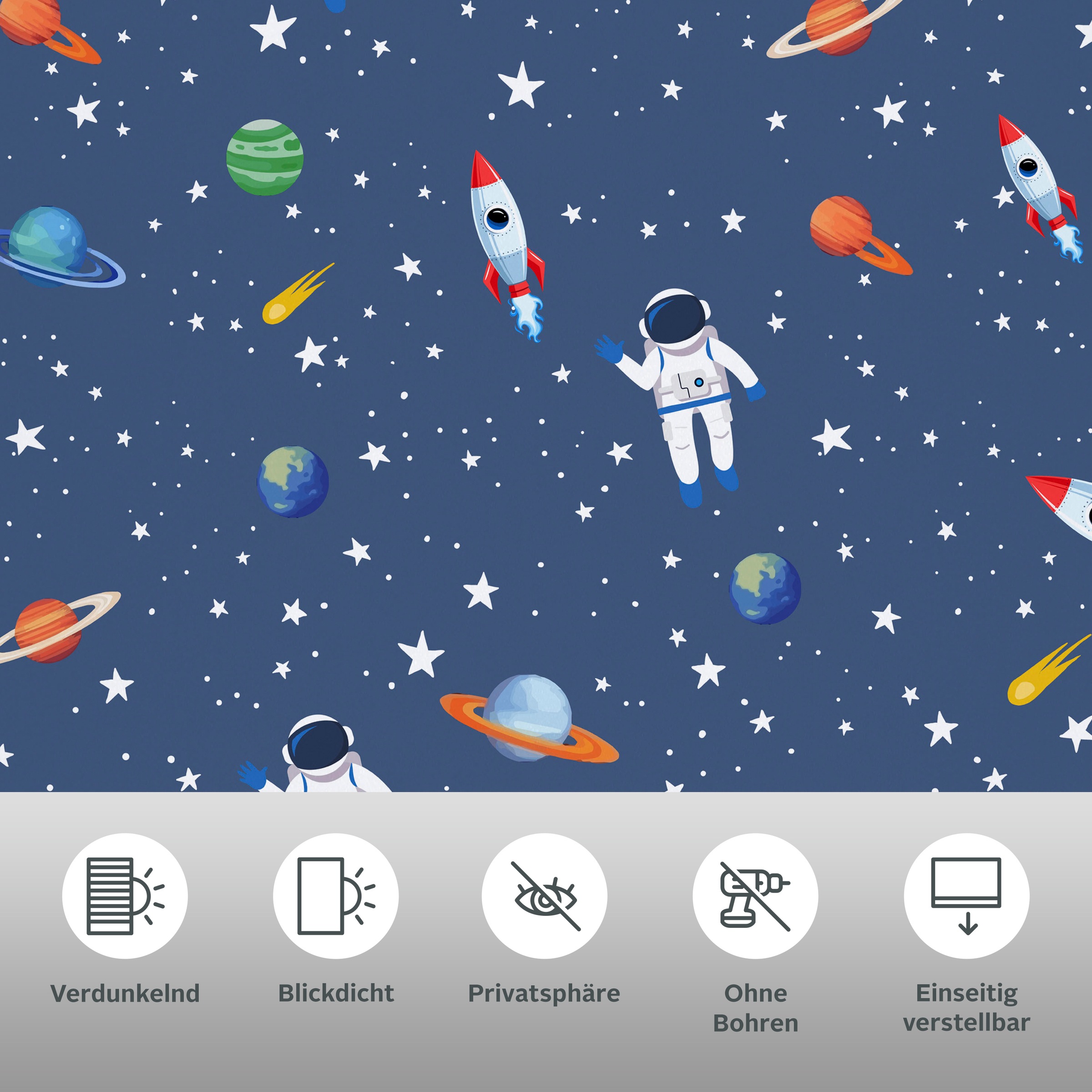 Thumbnail - OTTO home Rollo "ASTRONAUT" verdunkelnd Blendschutz  Sichtschutz  Verdunkelung ohne Bohren freihängend Fixmaß, Klemmfix,...