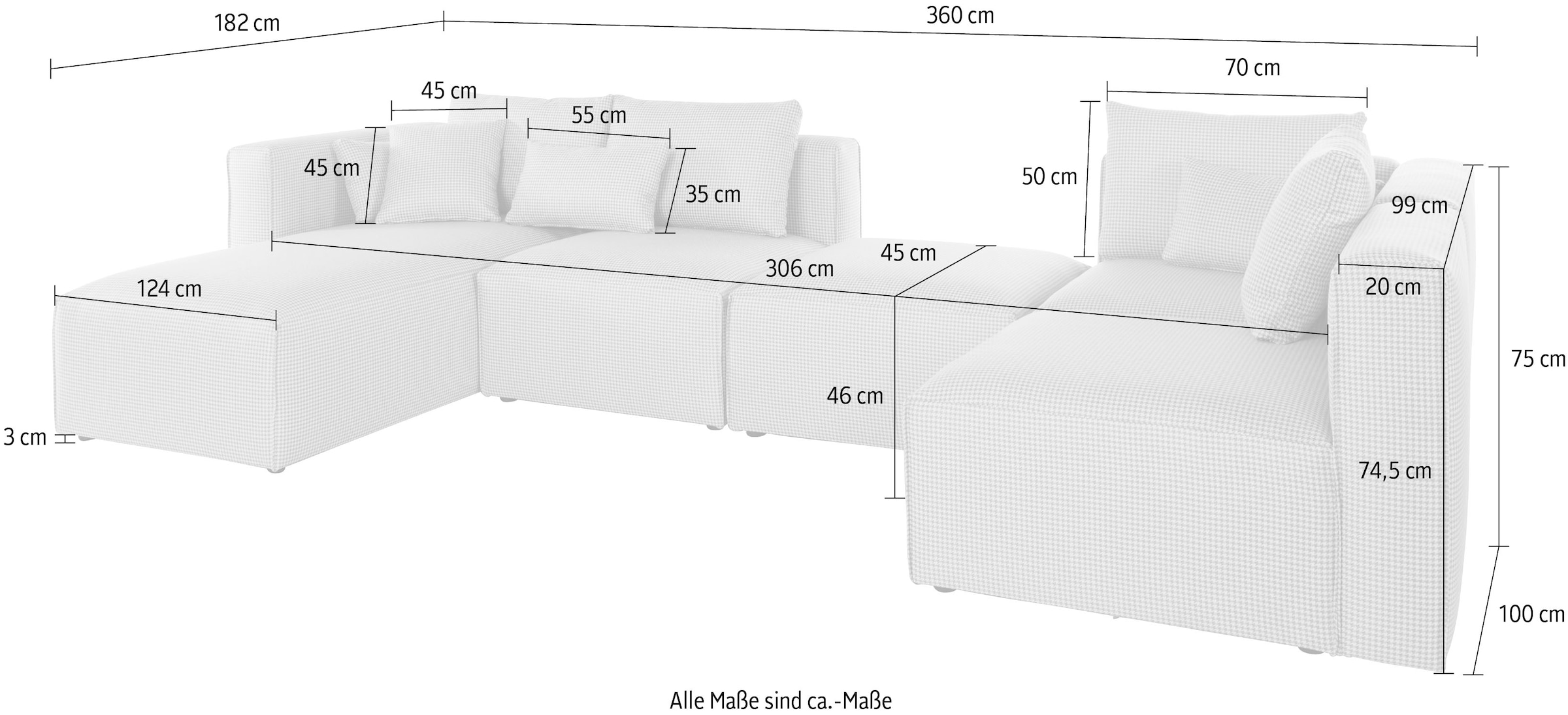 Guido Maria Kretschmer Home&Living Wohnlandschaft »Comfine U-Form«, zusammengesetzt aus Modulen, in 3 Stoffen und vielen Farben