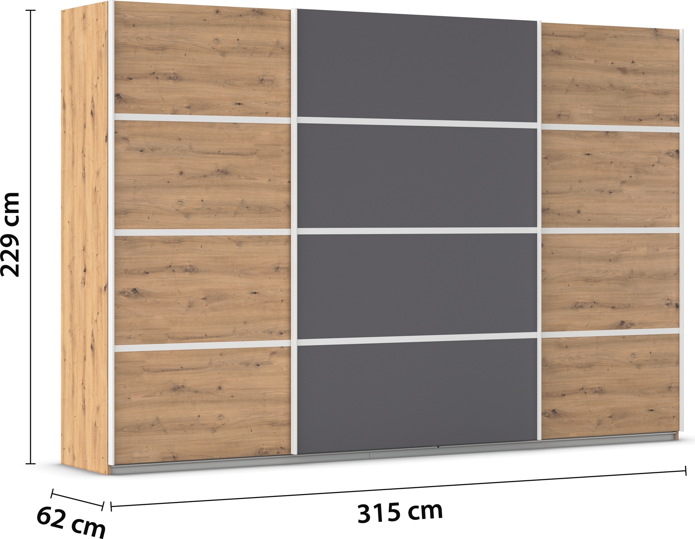 rauch Kleiderschrank »Schwebetürenschrank OTTO´s Choice Garderobe Schrank TOP ANGEBOT Avola«, (in 3 verschiedenen Ausstattungen BASIC/CLASSIC/PREMIUM), mit eleganten Zierleisten in Chrom, Schwarz oder Weiß MADE IN GERMANY