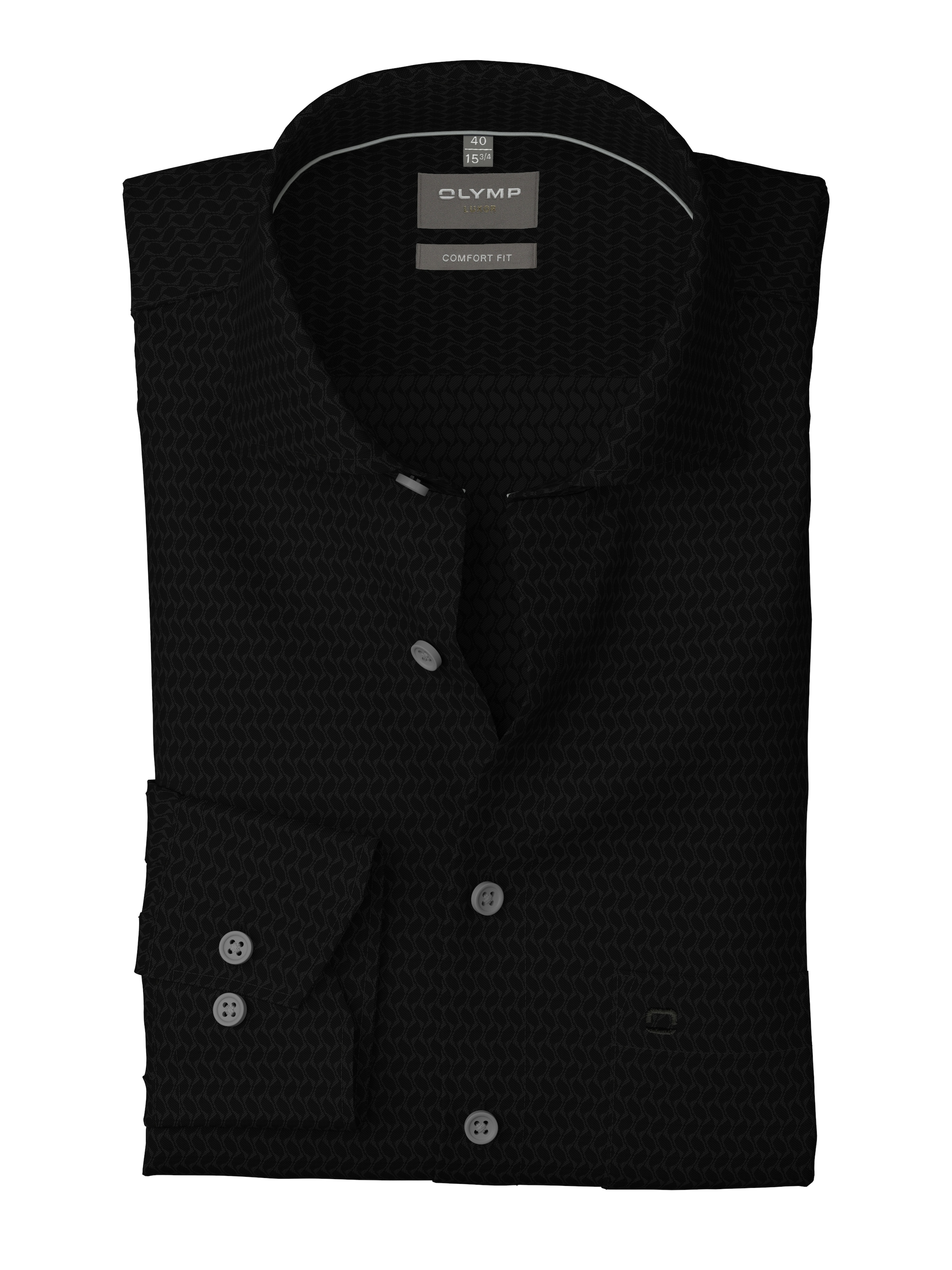 OLYMP Langarmhemd »Luxor comfort fit«, Struktur - Satin, comfort fit, Businesshemd, New-Kentkragen