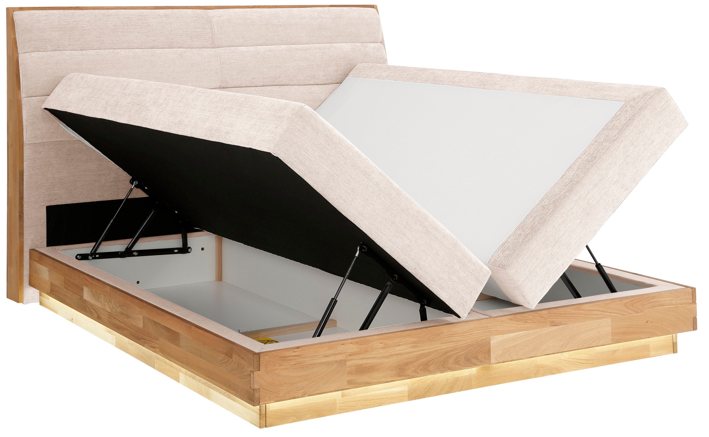 OTTO home Boxspringbett »JENNA in verschiedenen Farben und Breiten erhältlich« LED-Beleuchtung, mit zertifizierten, recycelten Bezugsstoffen