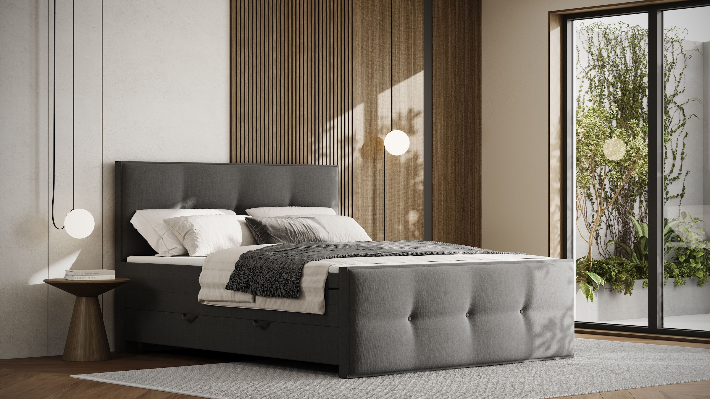 FORTE Boxspringbett »Eve inkl. zwei Bettkästen und Kaltschaum Topper«, und einer 7-Zonen-Tonnentaschen-Federkernmatratze (H3)