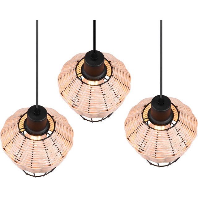 TRIO Leuchten Pendelleuchte »Borka«, 3 flammig-flammig, Boho Hängelampe aus  Rattan 3-flammig exkl E27 max 40W höhenverstellbar | BAUR