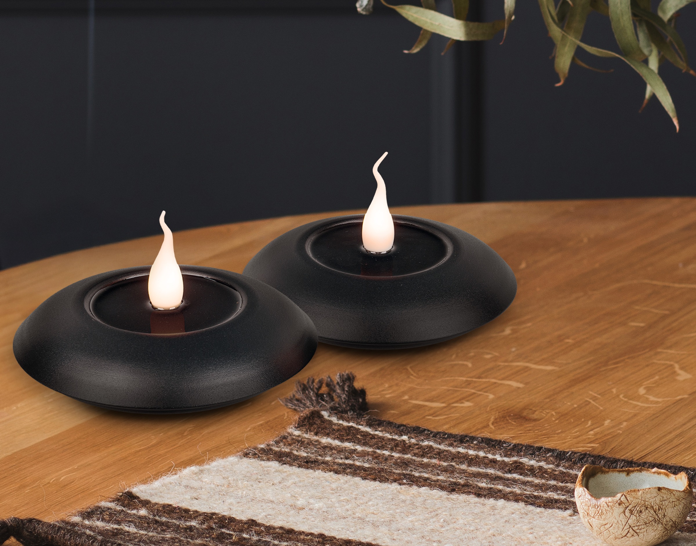 näve LED Dekolicht »Leli« LED-Modul 2 Stk. Warmweiß 2er-Set LED Kerzen schwarz, Flammeneffekt, Timer, Schiebeschalter