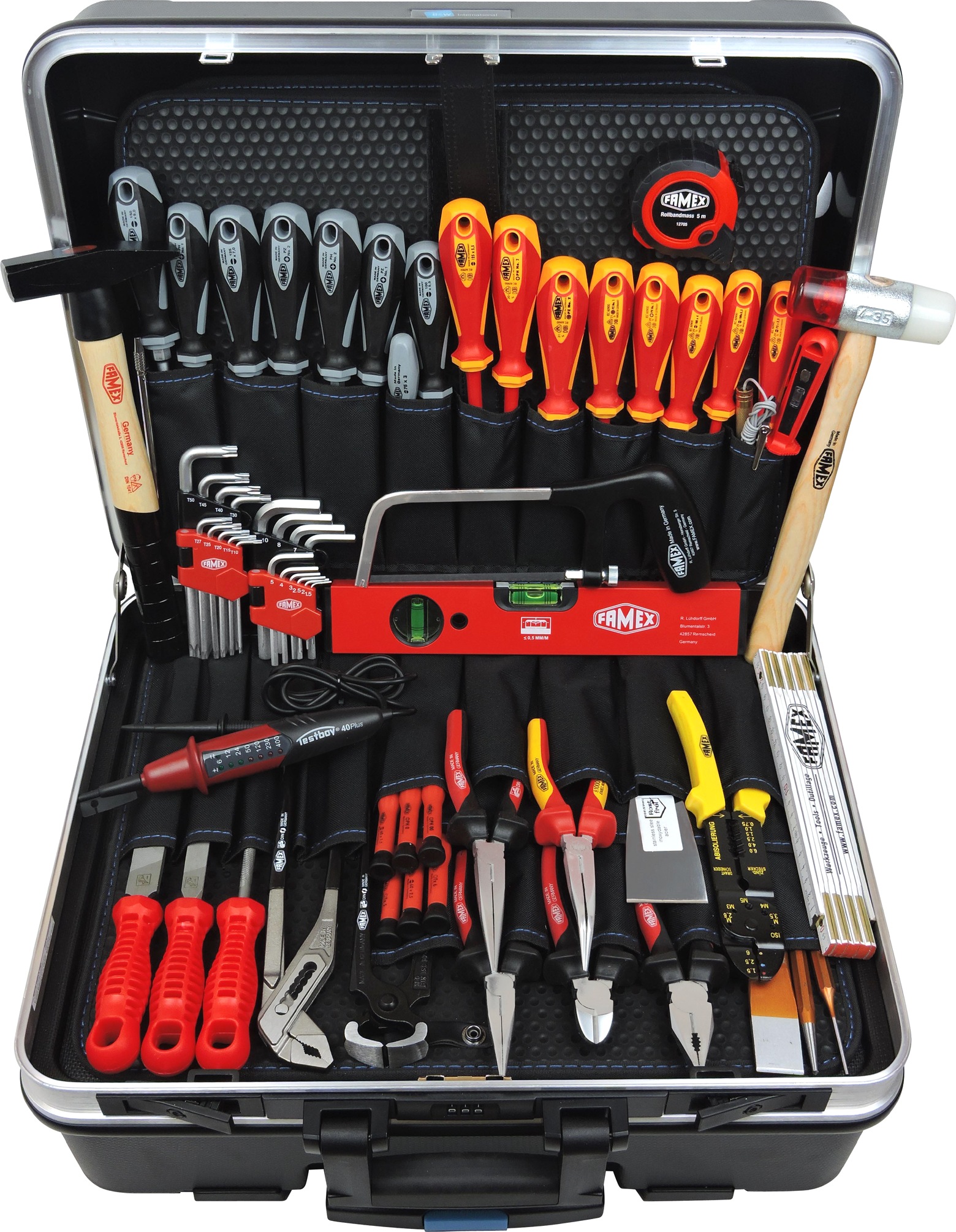 FAMEX Werkzeugset »604-18 - PROFESSIONAL«, Alu-Werkzeugtrolley, Kapazität 30 kg, mit 174-tlg. Steckschlüsselsatz