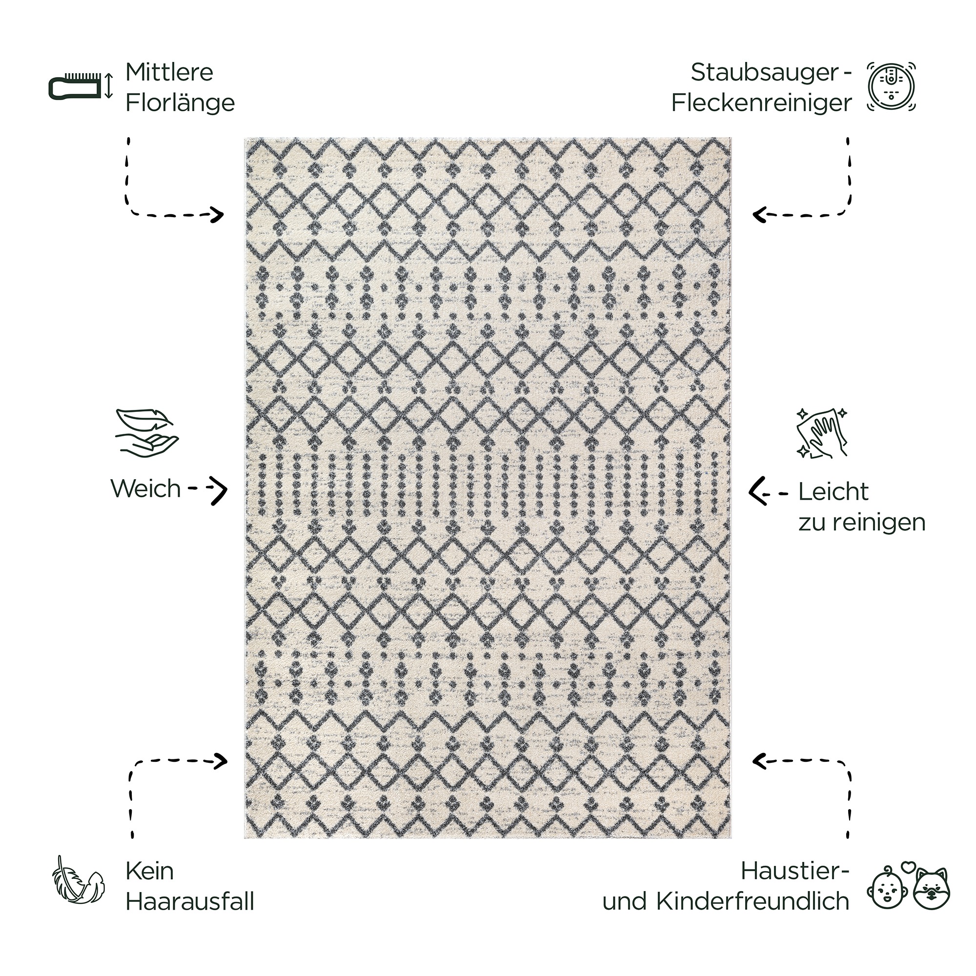 Tapis SANAT Boho 8203 Crème 80x150cm 2