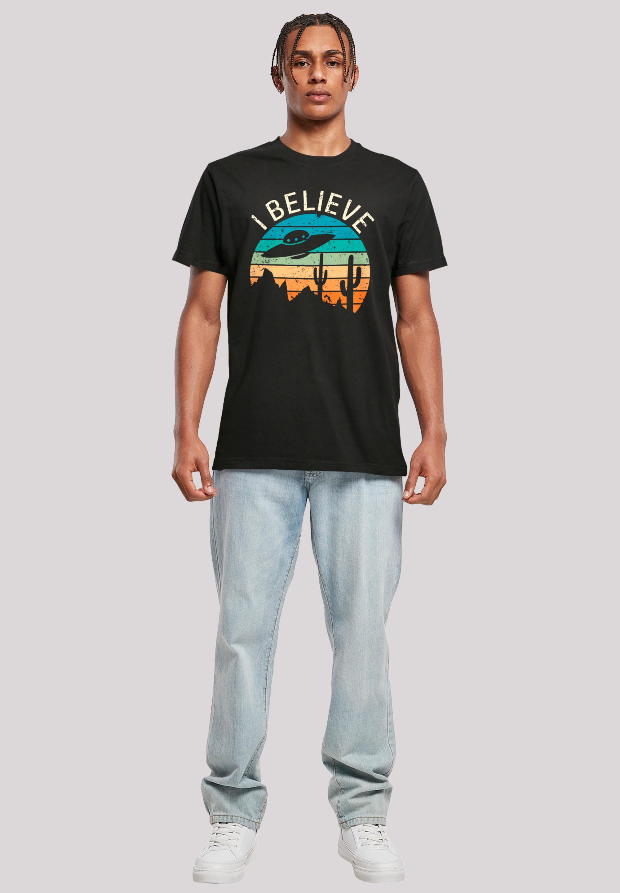 F4NT4STIC T-Shirt »I Believe UFO Alien Sonnenuntergang«, Premium Qualität