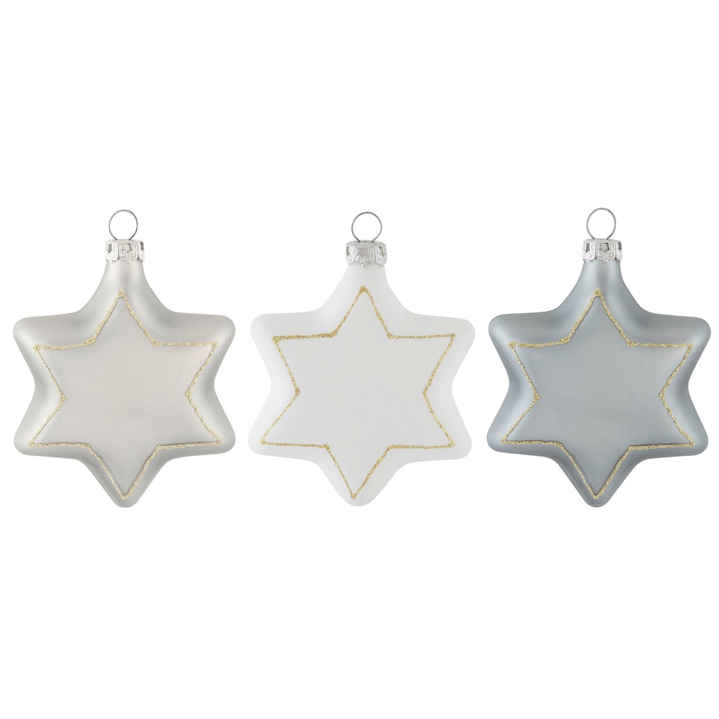 Thüringer Glasdesign Christbaumschmuck »White Elegance, Weihnachtsdeko, Christbaumschmuck«, (Set, 3 tlg.)