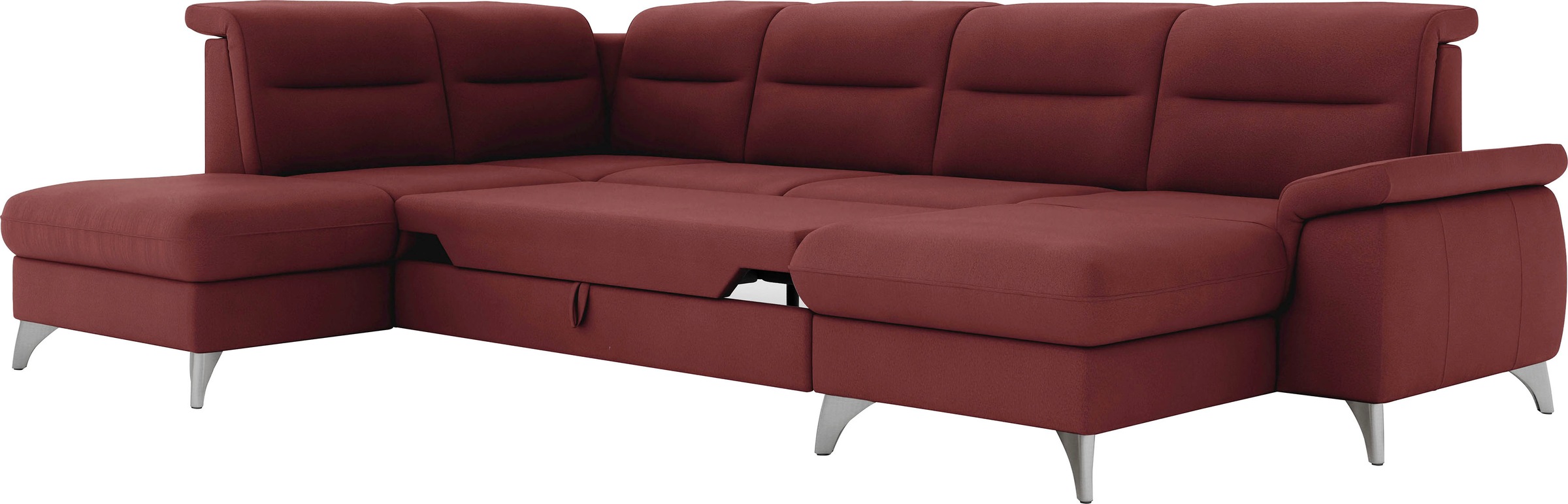Wohnlandschaft SIT & MORE "Astoria U-Form", rot (bordeaux), B:327cm H:91cm T:225cm, 100% Polyester, Sofas, Wohnlandschaft, wahlweise mit motorischer Relaxfunktion 9