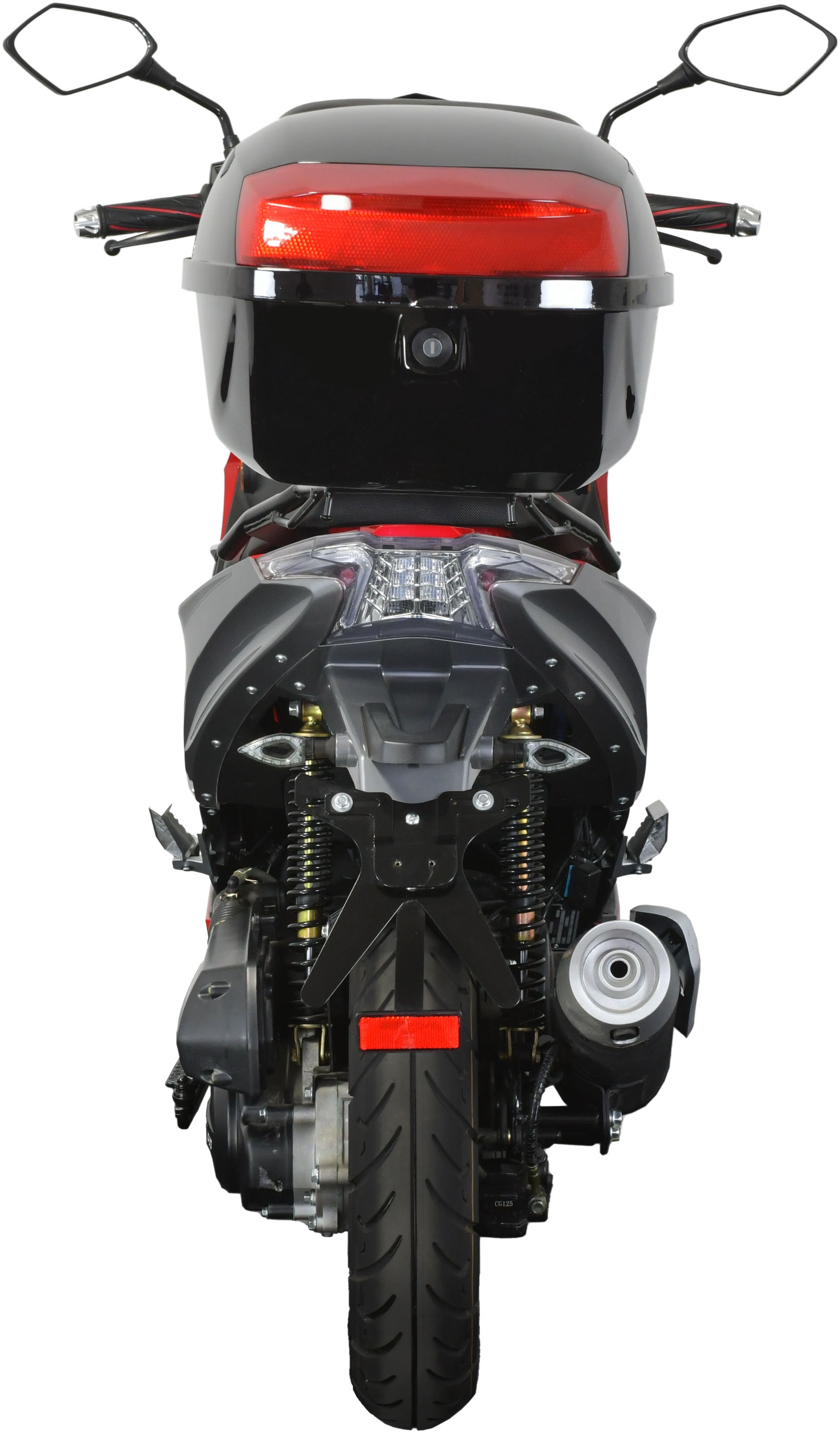 GT UNION Motorroller »Striker mattschwarz mit Dekor«, 50 cm³, 25 km/h, Euro 5, 3 PS, (Set, mit Topcase), mit Lenkerschloss