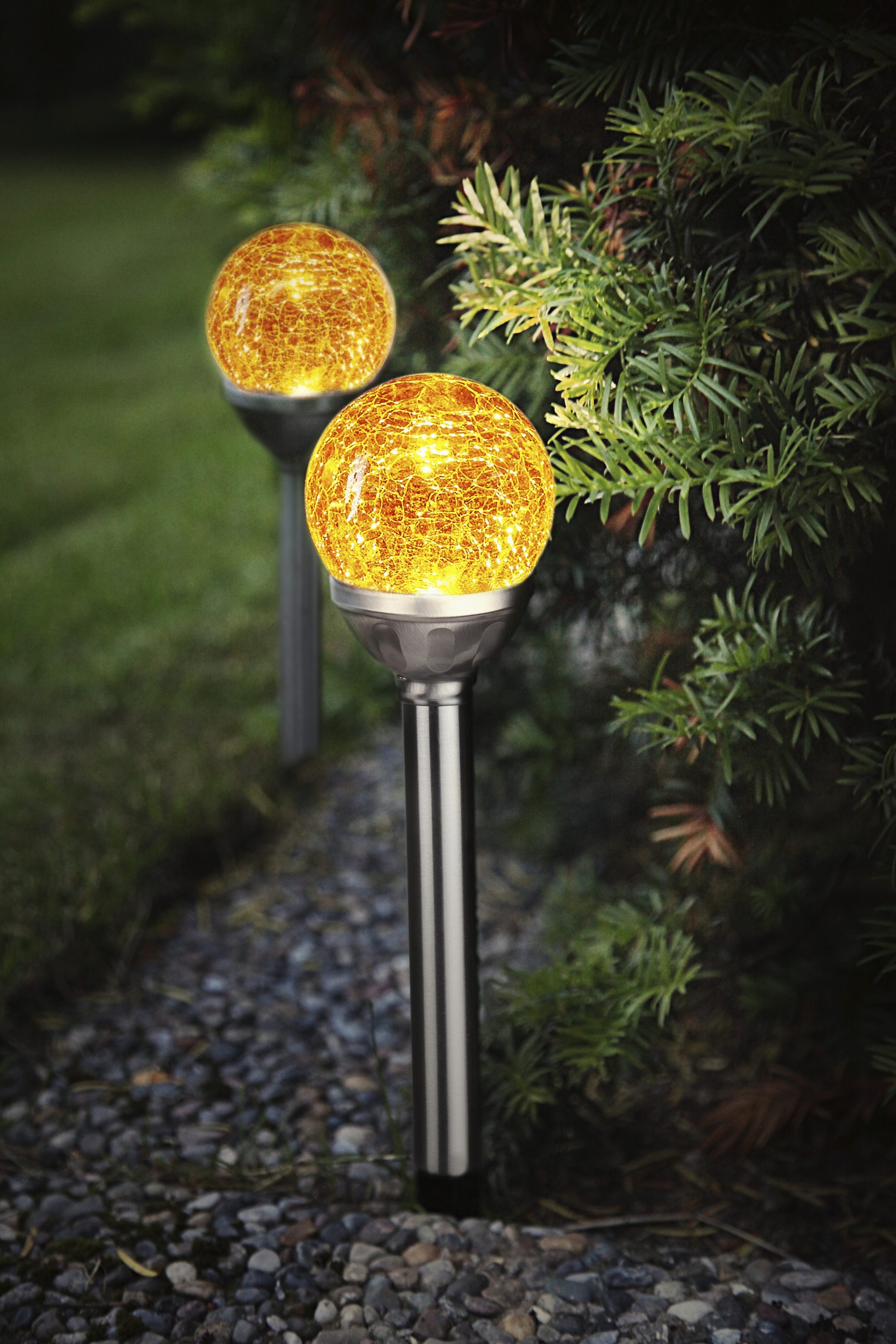 Parforce Traditional Hunting LED Solarleuchte »Solar-Wegleuchte Roma« LED-Board 2 Stk. bernsteinfarben Dämmerungssensor, 2er-Set, Licht amberfarben, kompakte Bauform