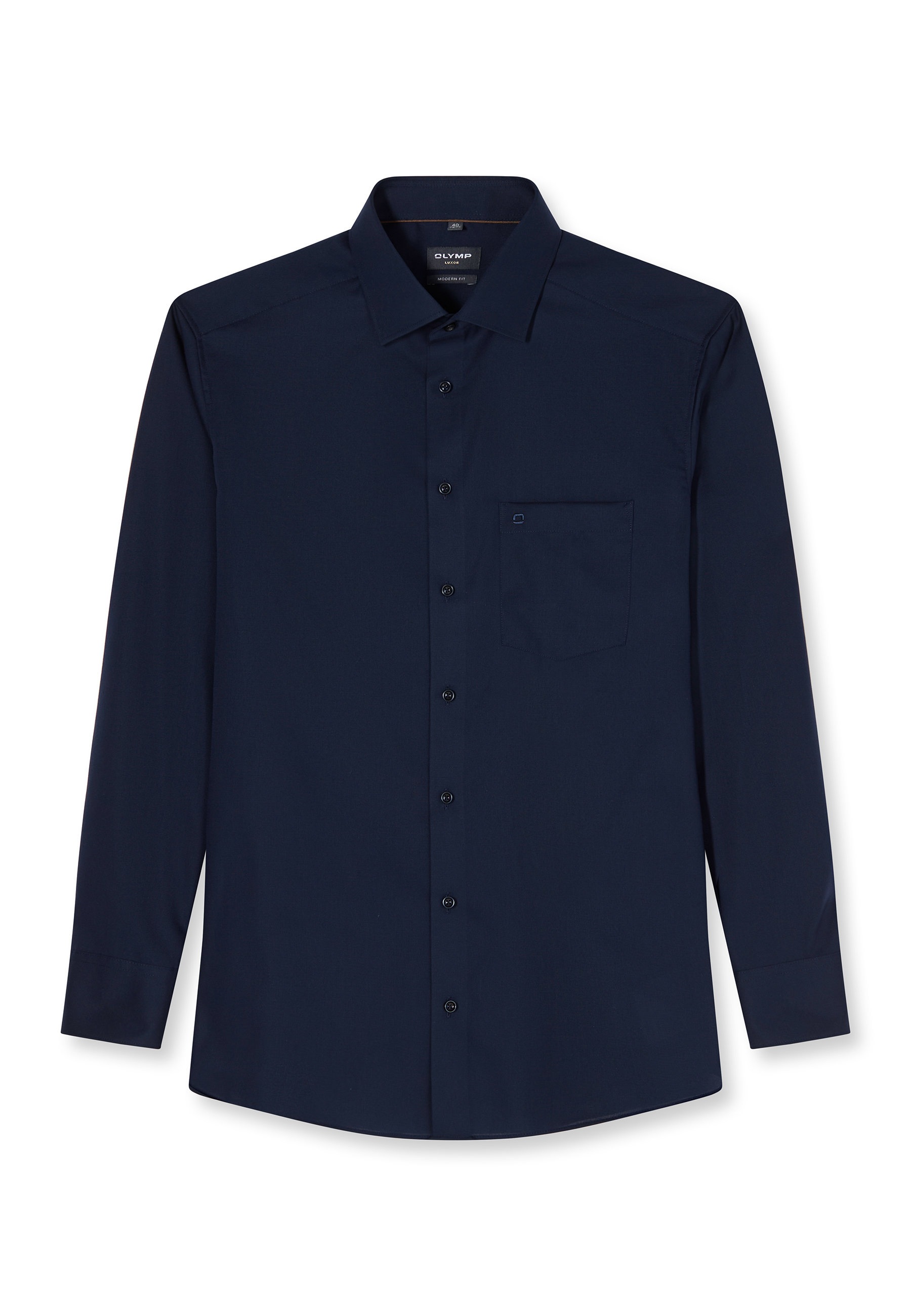 Businesshemd OLYMP "OLYMP Luxor, modern fit, New Kent", Herren, Gr. 47, Normaler Arm, marine, 100% Baumwolle, Hemden