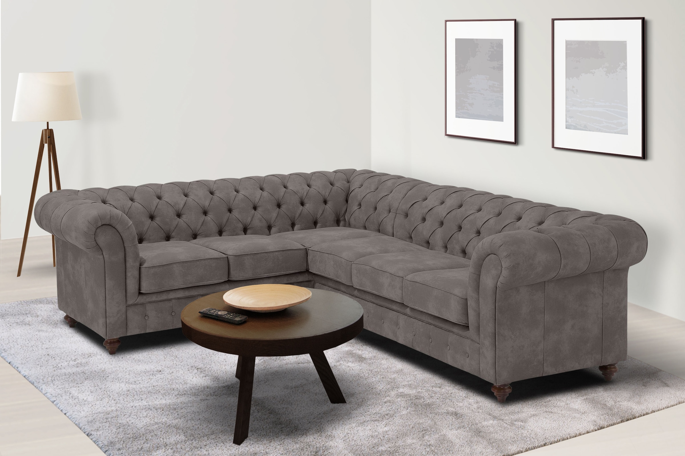 Home affaire Chesterfield-Sofa "Chesterfield Ecksofa, auch in Leder L-Form" günstig online kaufen
