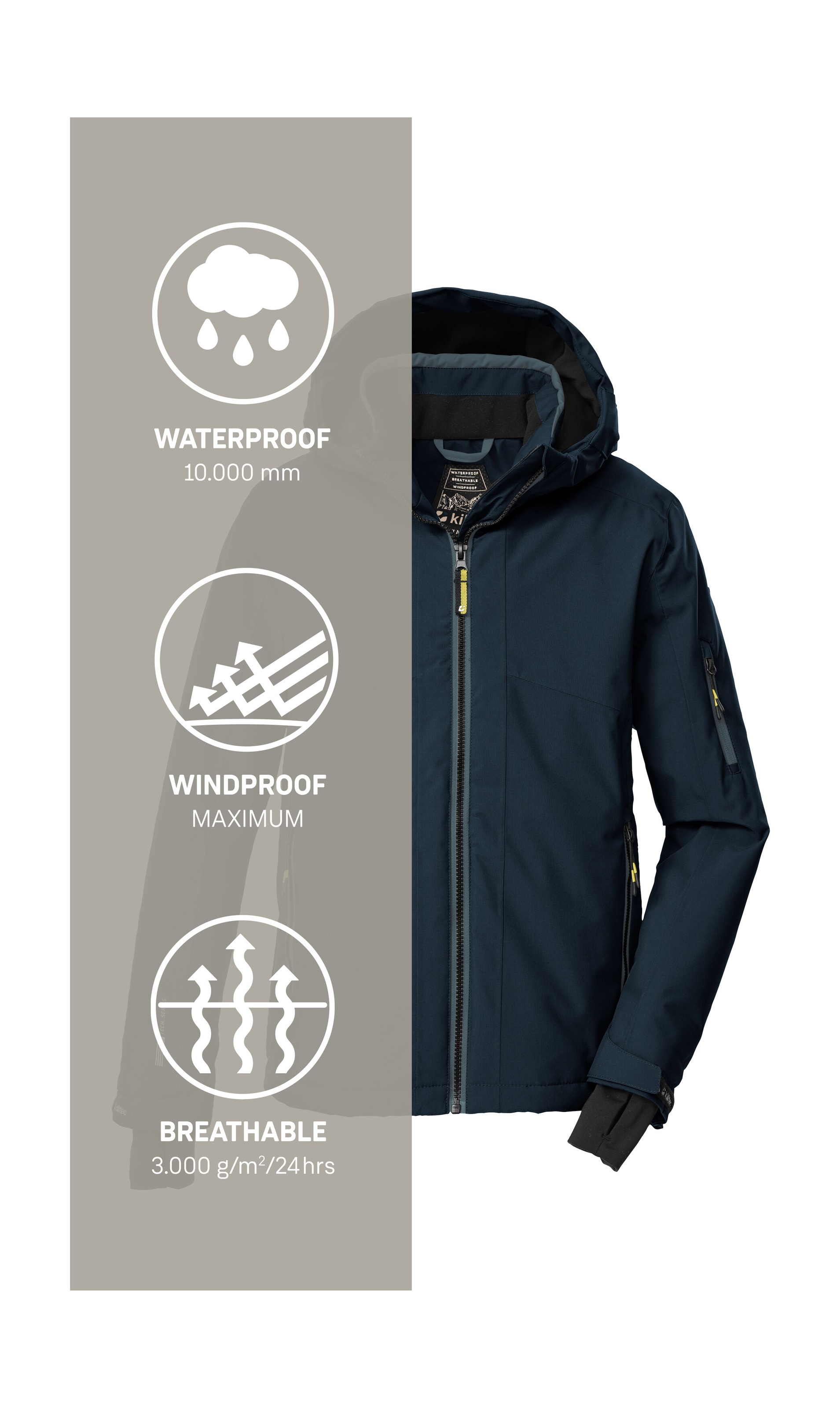 Killtec Skijacke »KSW 202 BYS SKI JCKT«, Wasserdichte Kinder-Skijacke mit verstellbarer Kapuze und Schneefang