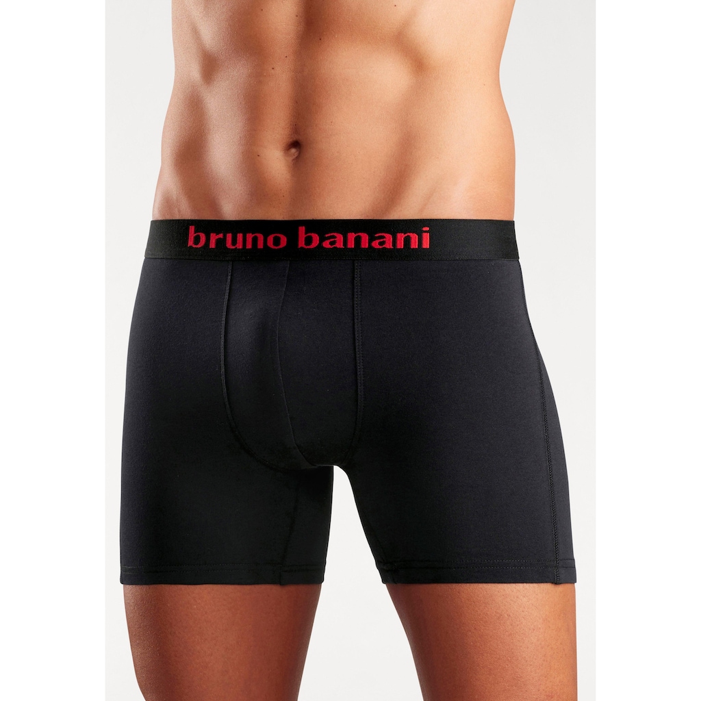 Bruno Banani Langer Boxer »Unterhose für Herren«, (Packung, 4 St.), mit auffälligem Logobund