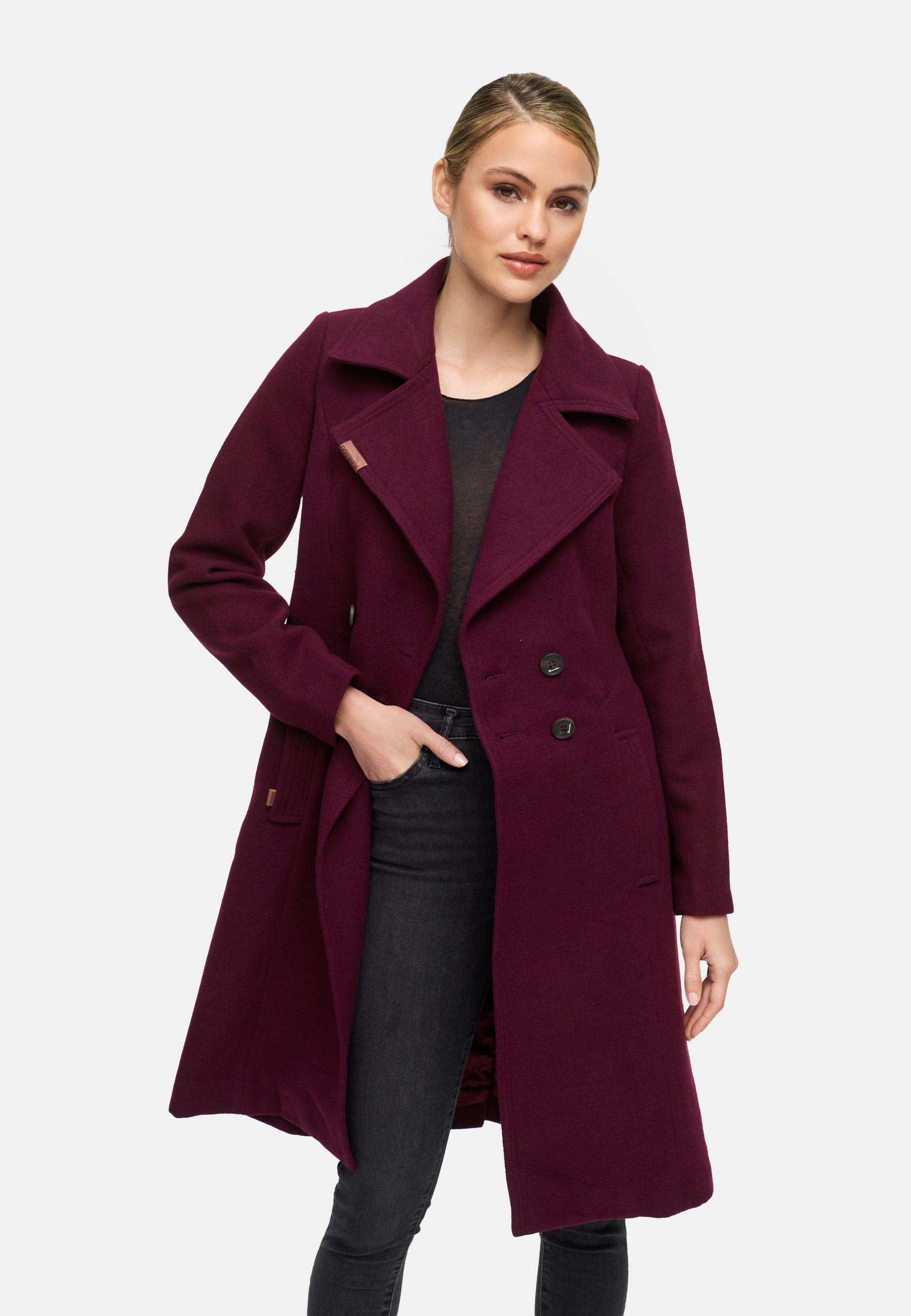 Navahoo Wintermantel »Wooly«, edler Damen Trenchcoat in Wollmantel-Optik