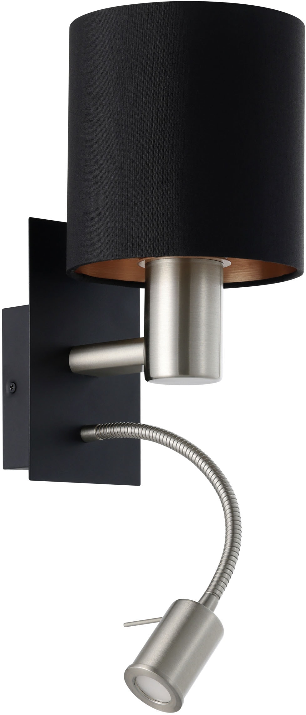 EGLO Wandleuchte »PASTERI Wandlampe - Stahl - E27;LED - 1X40W;1X3,8W - IP20« E27 1 Stk. Warmweiß Wandstrahler, Wandspot, Wohnzimmer, Schlafzimmer, L15 x H38 x AL19,5cm