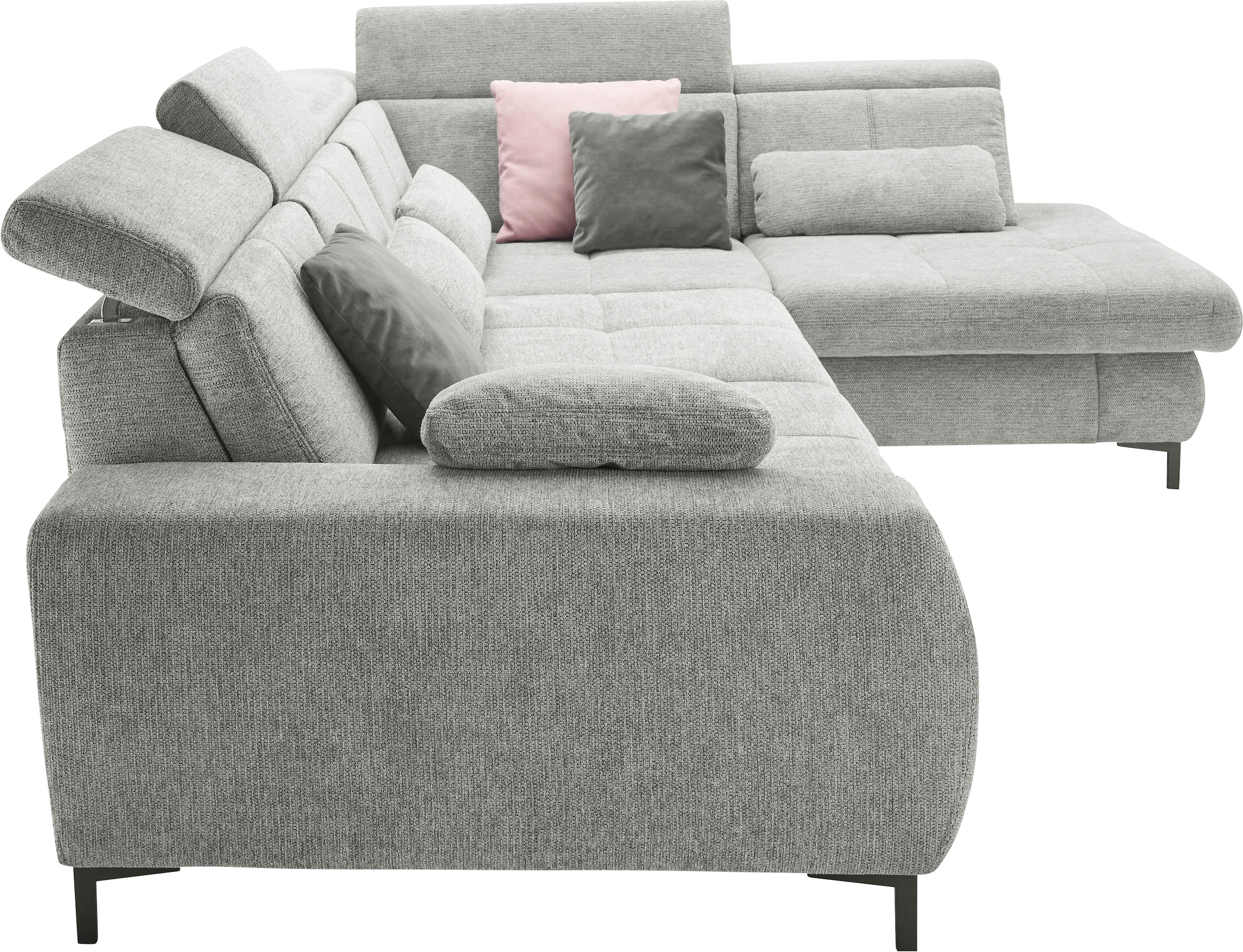 set one by Musterring Ecksofa »SO 3400 Sitzhöhe 47cm oder 49cm, Sitztiefe verstellbar, B/T 317/220 cm«, Kaltschaumpolsterung, Flachgewebe, whlw. mit Funktionen, Sitzhöhe 47