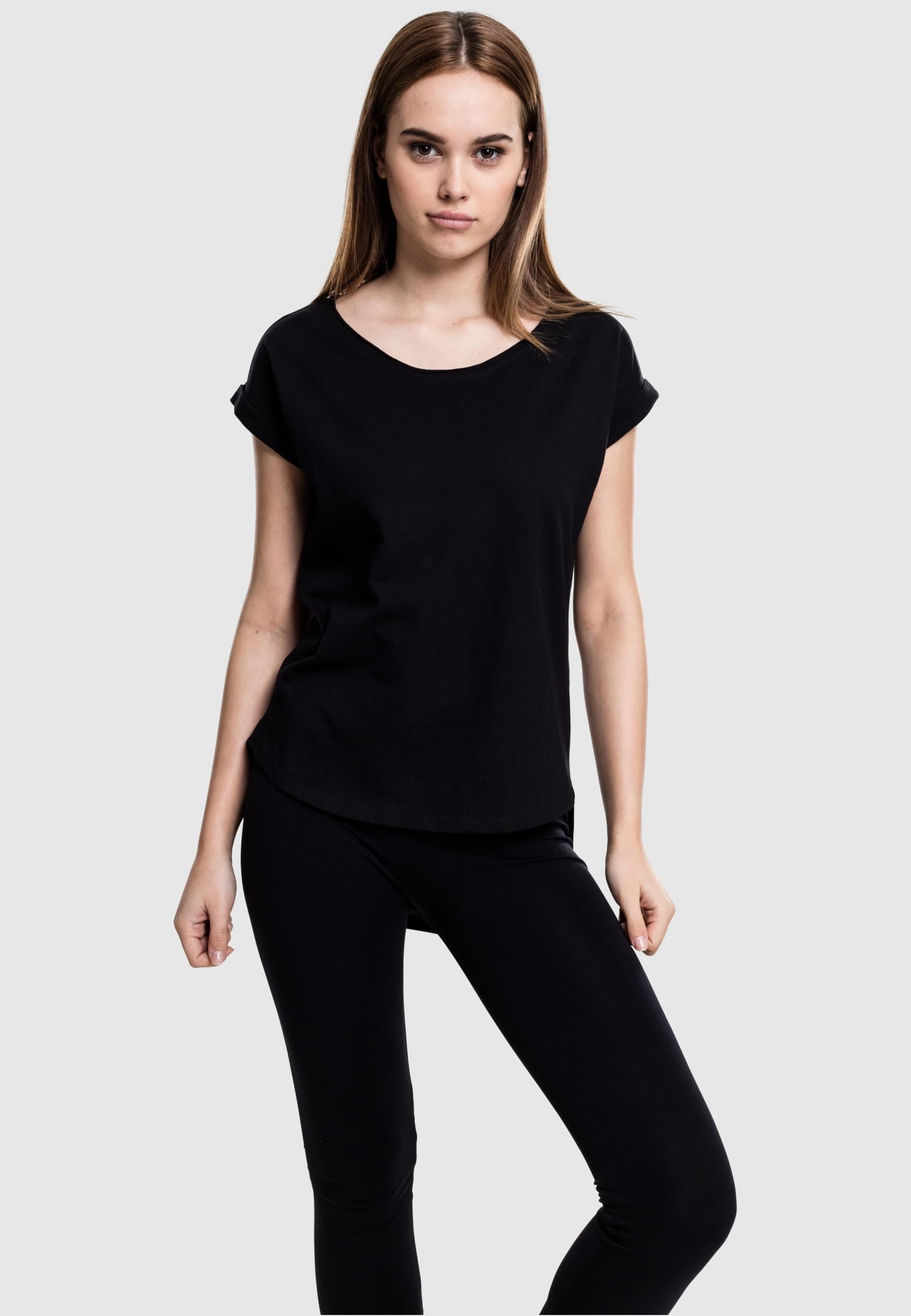 URBAN CLASSICS Kurzarmshirt »Urban Classics Damen Ladies Long Back Shaped Slub Tee«, (1 tlg.)