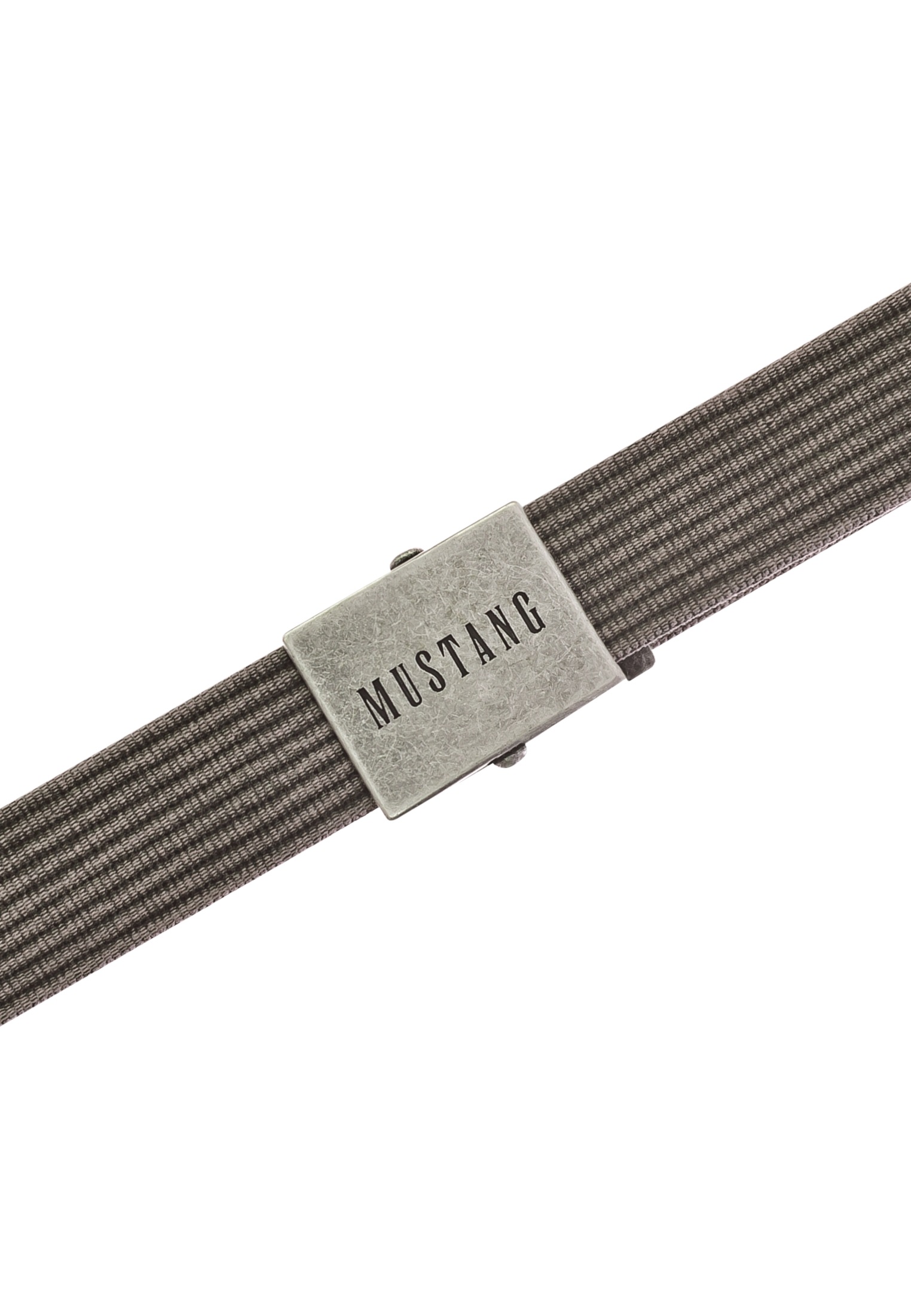 MUSTANG Stoffgürtel, Gewaschenes Rillenband, Klemmverschluss aus mattem Silber, 4 cm