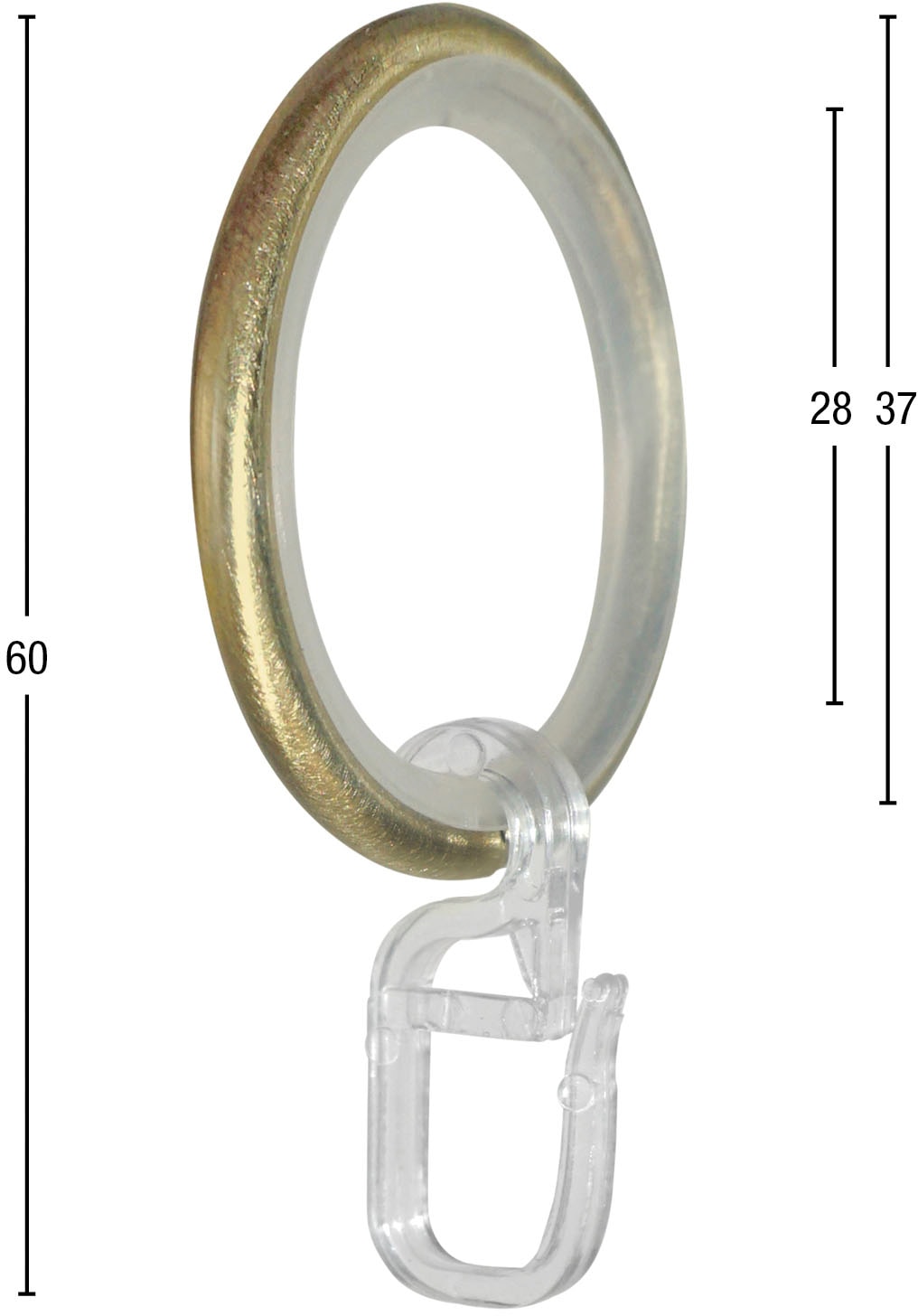 GARESA Gardinenring »Ring mit Haken«, (20 St.), für Durchmesser bis 20mm, einfache Montage