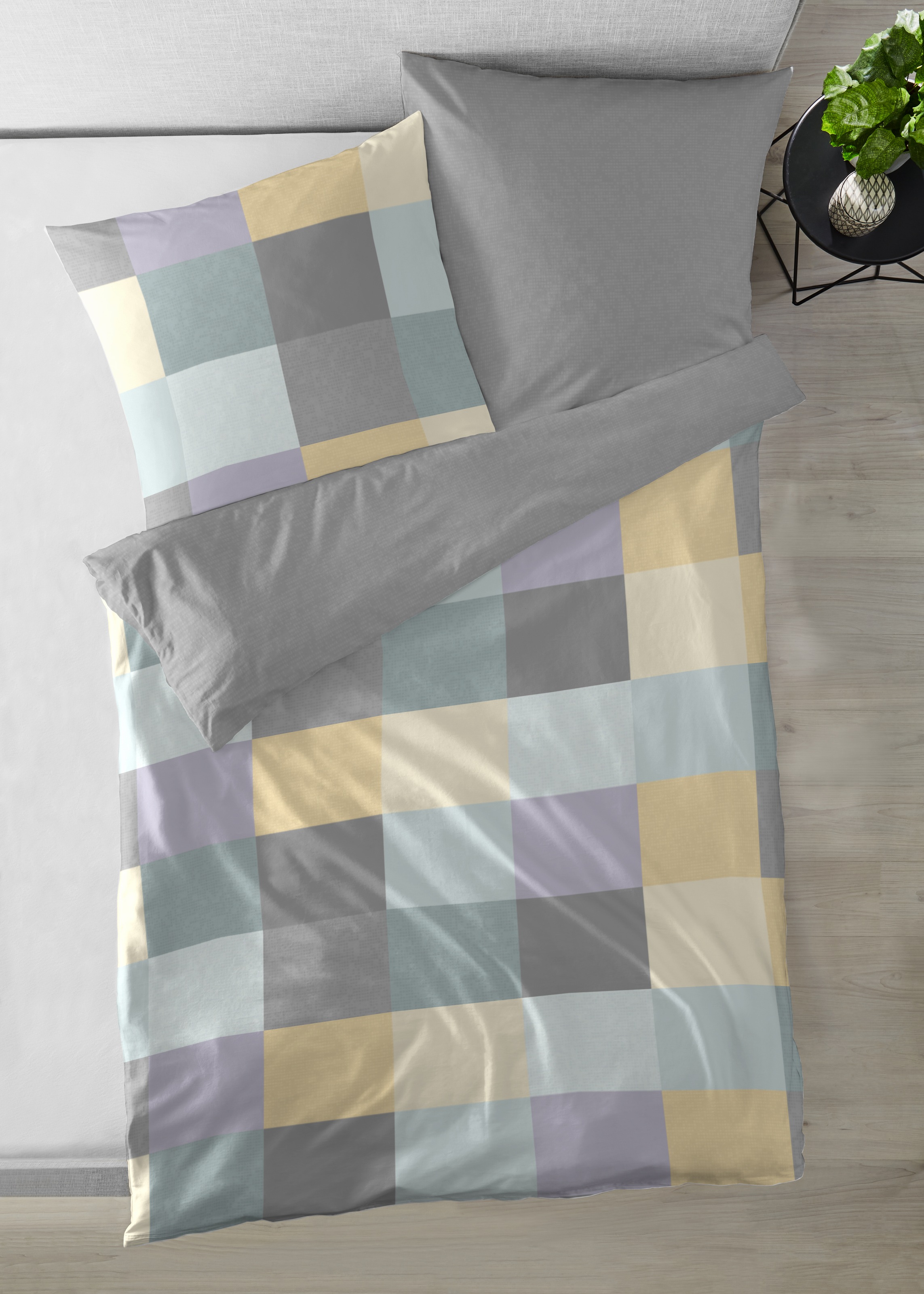 Primera Bettwäsche "Edelflanell-Bettwäsche Pixelkaro" 2 Stk. tlg. mit farbe günstig online kaufen