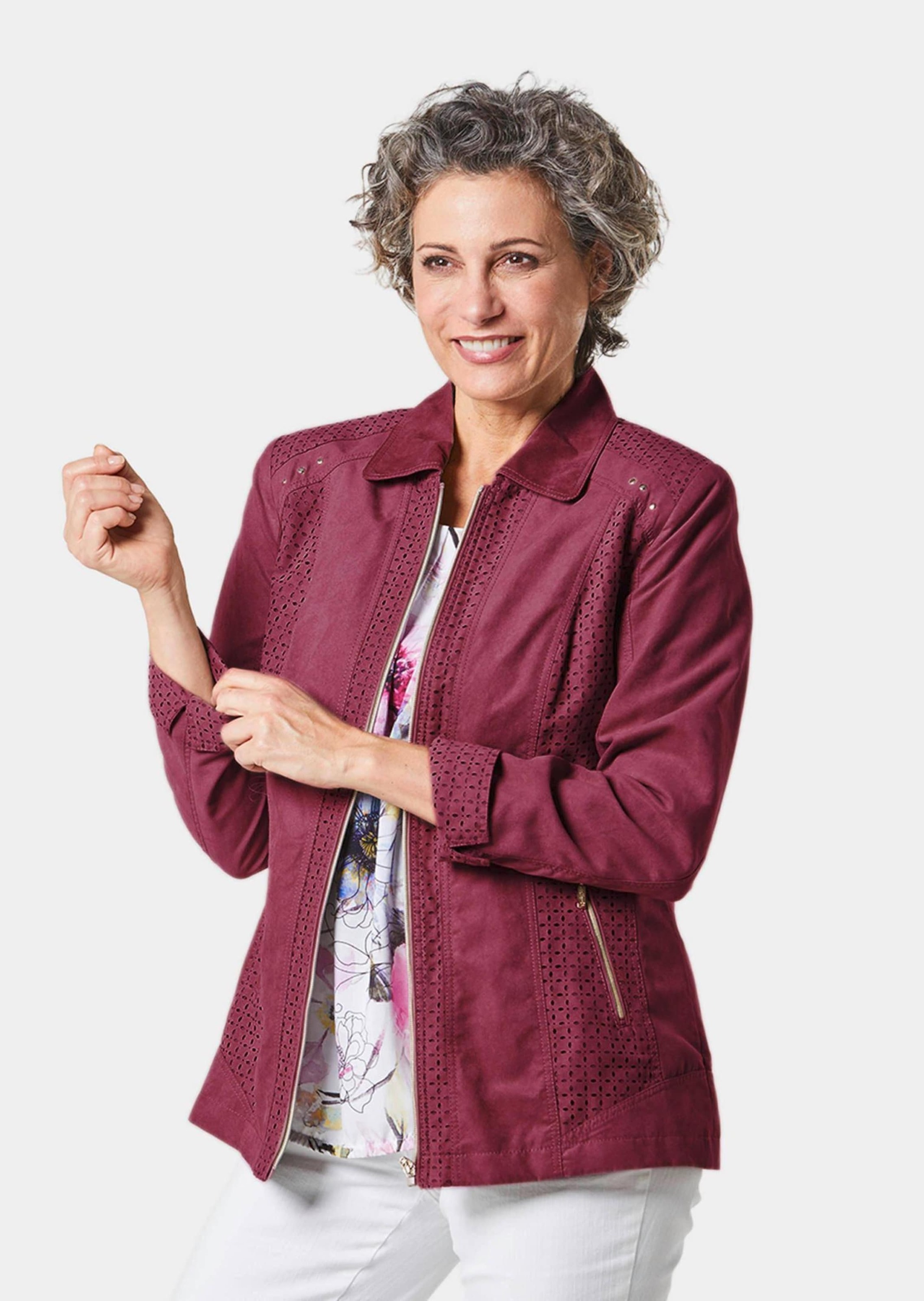 GOLDNER Jackenblazer »Blazer in Velourslederoptik Velourslederimitat-Blazer mit Perforierung«