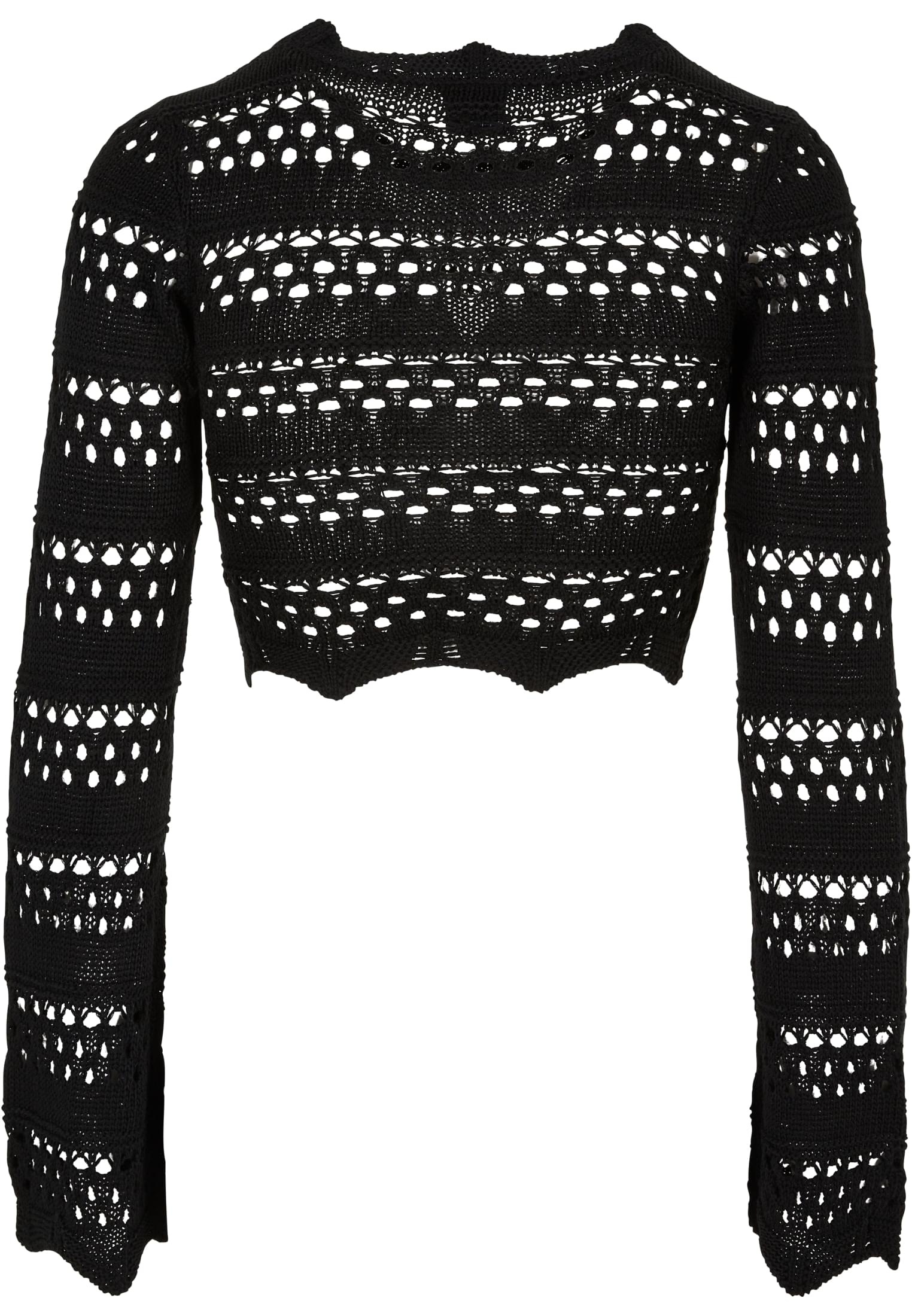 URBAN CLASSICS Rundhalspullover »Urban Classics Damen Ladies Cropped Crochet Knit Sweater«, (1 tlg.)