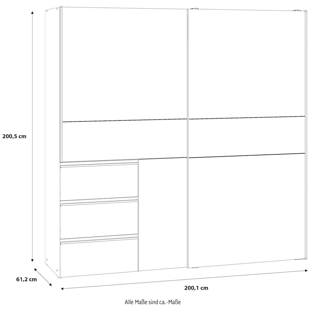 FORTE Schwebetürenschrank »Winn, Schiebetürenschrank mit 3 Schubladen, Made in Europe«