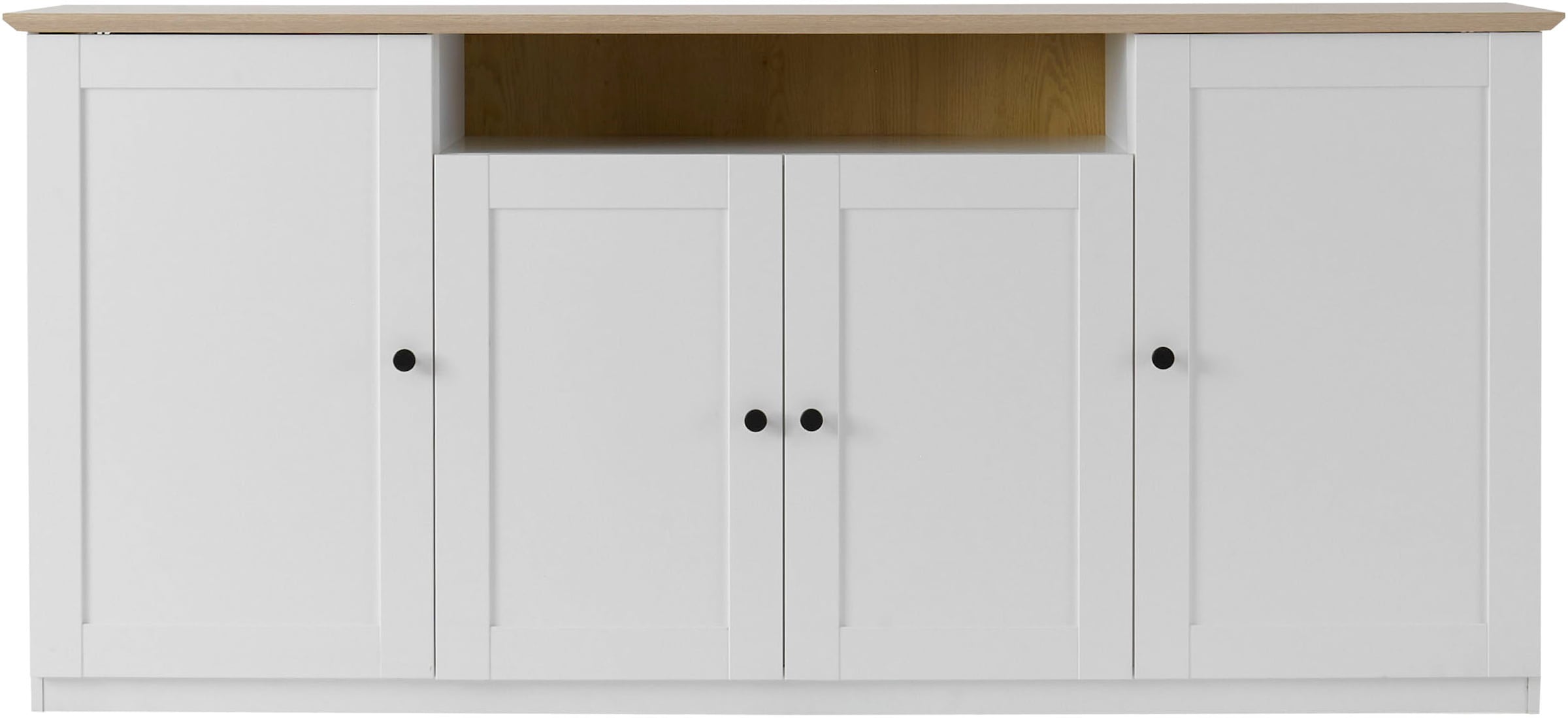 OTTO home Sideboard »Brest, Schrank im Landhausstil, Kommode, zeitloses Stauraumelement« schwarze Metallgriffe, ausreichend Stauraum, 204 cm breit