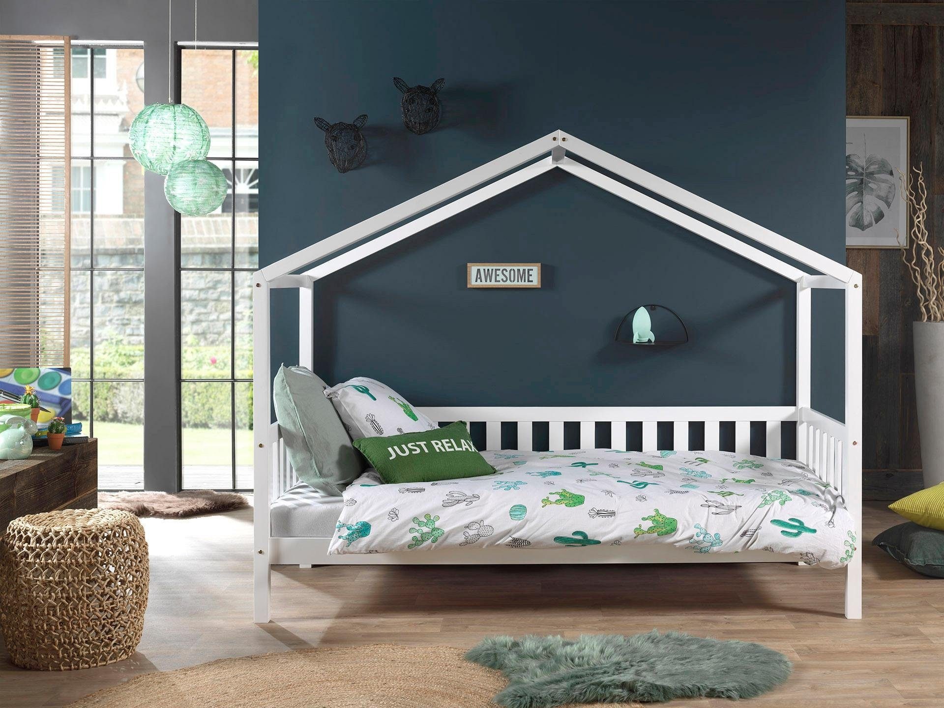 Vipack Hausbett "Dallas, mit Dachaufbau, Kiefer massiv, stabil gebaut", (B/ günstig online kaufen
