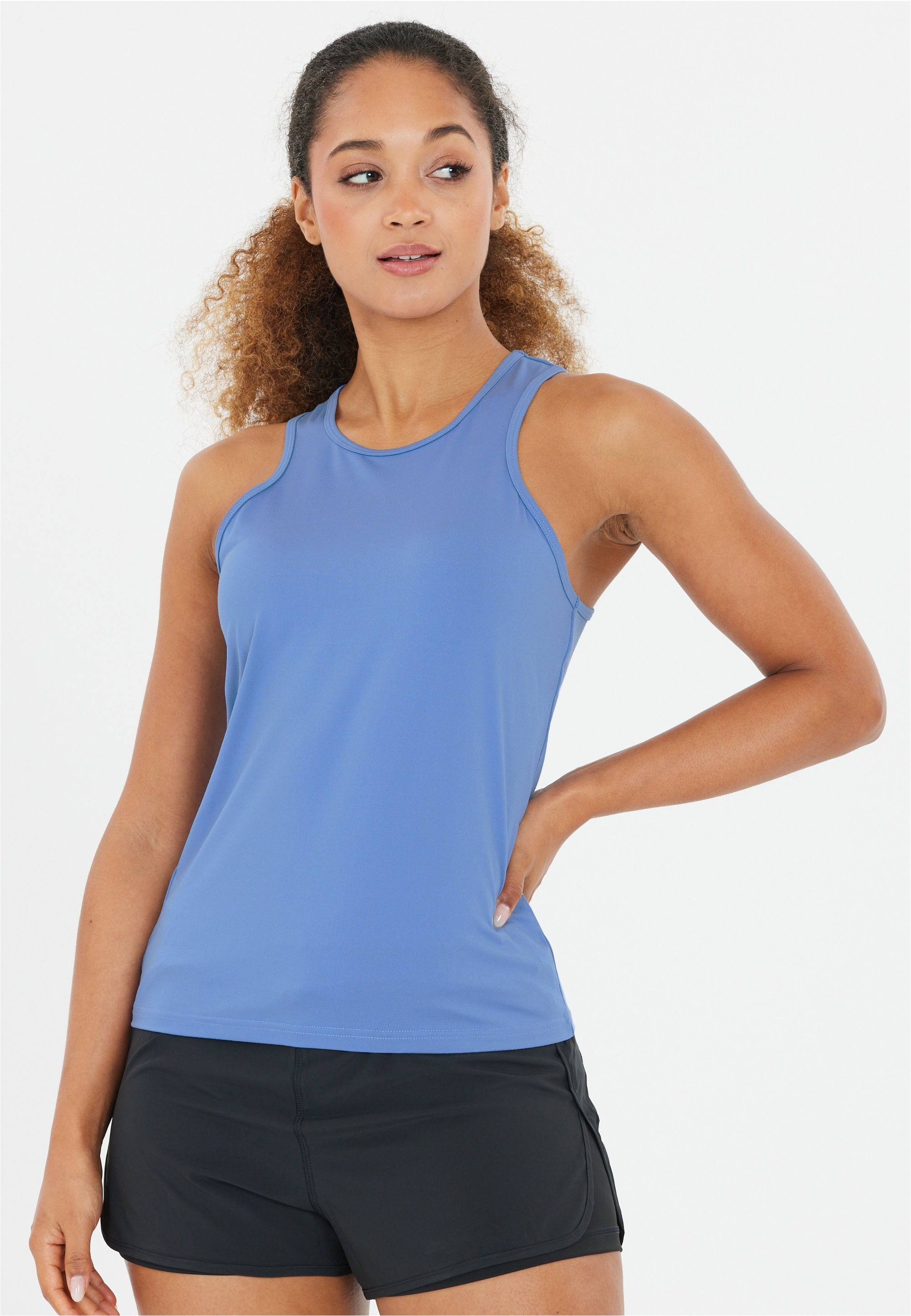 Tanktop ATHLECIA "Almi", Damen, Gr. 42, blau, 88% Polyester, 12% Elasthan, unifarben, normal, Rundhals, Tops Tanktop, in atmungsaktiver Qualität