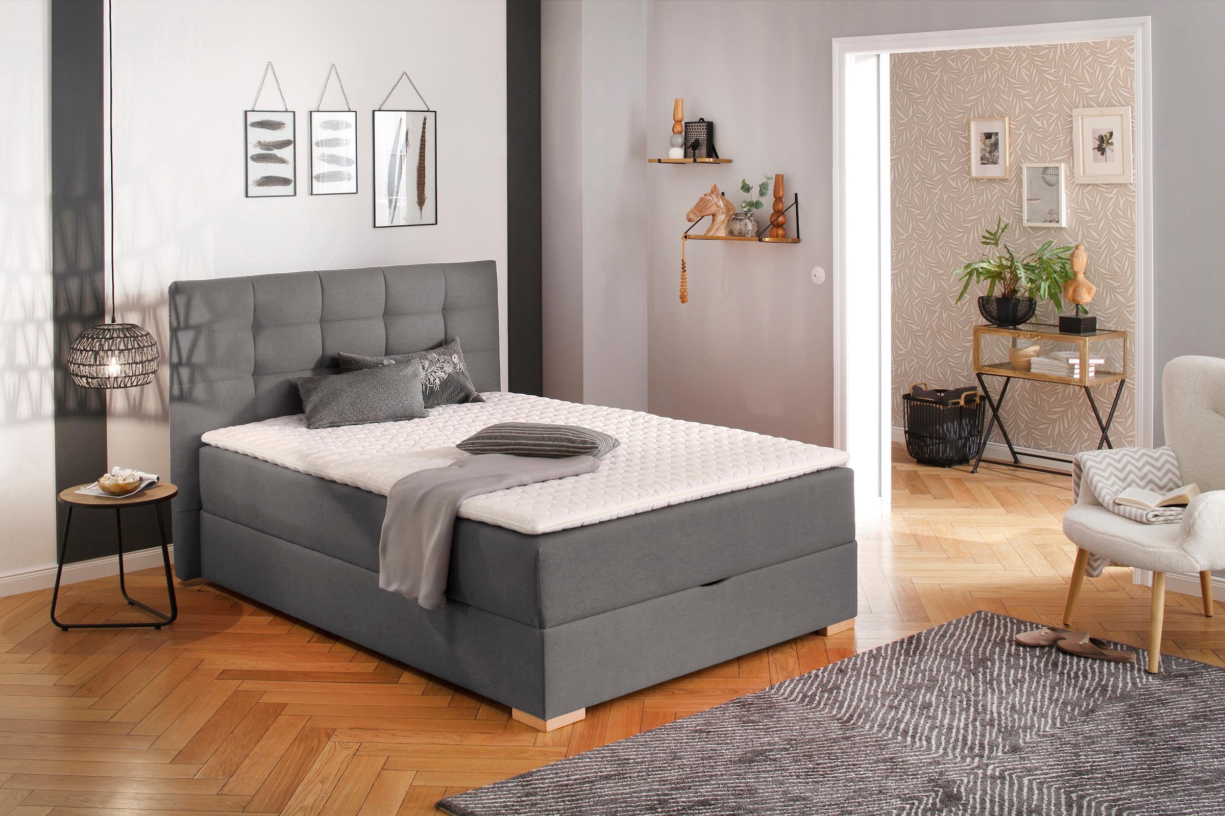 Home affaire Boxbett "Olivet mit Bettkasten" in 4 Farben, 4 Breiten, 2 Matratzenarten, auch in Überlänge 220 cm