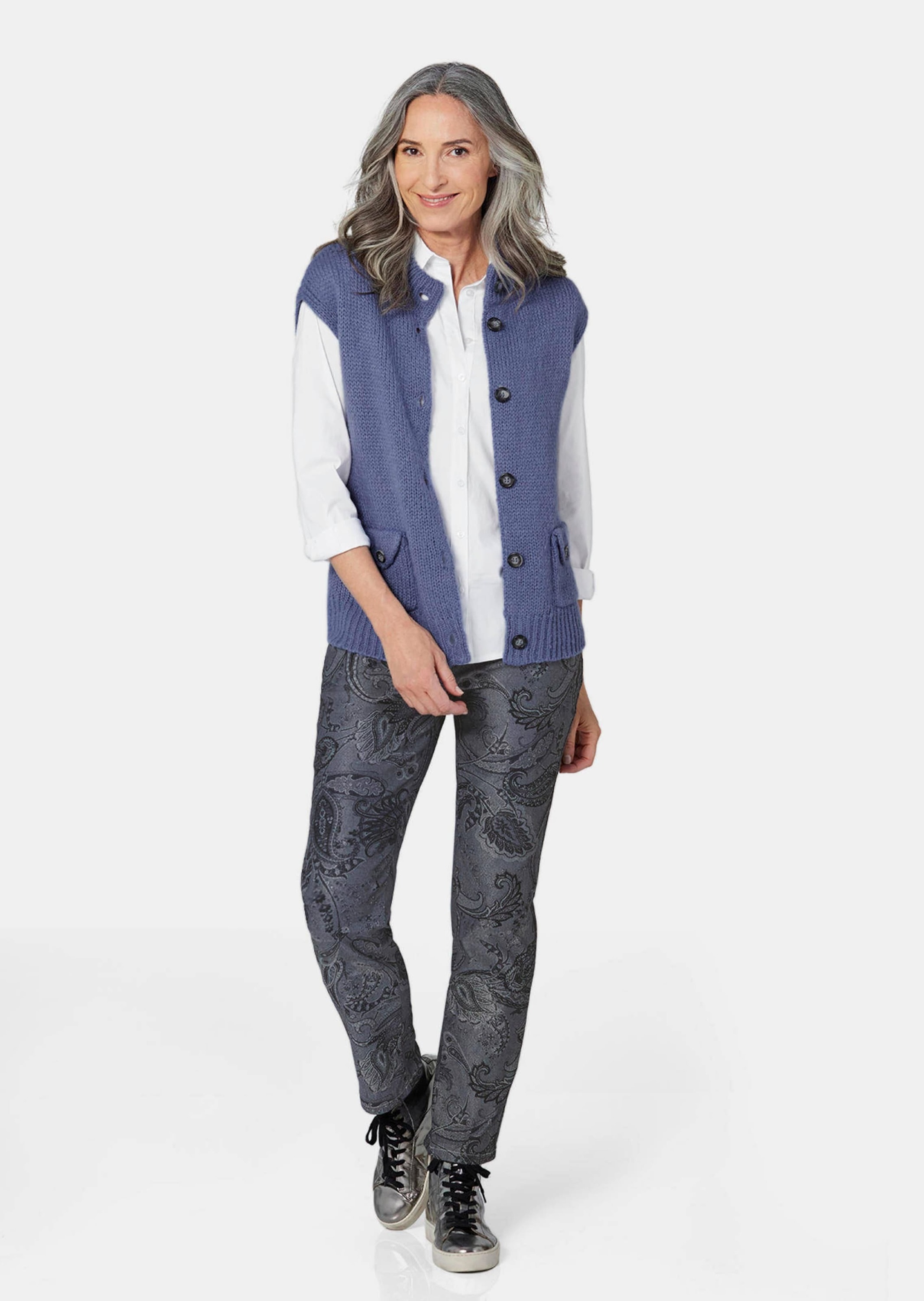 GOLDNER Strickjacke "Kurzgröße Strickweste mit aufgesetzten Taschen" keine/ günstig online kaufen