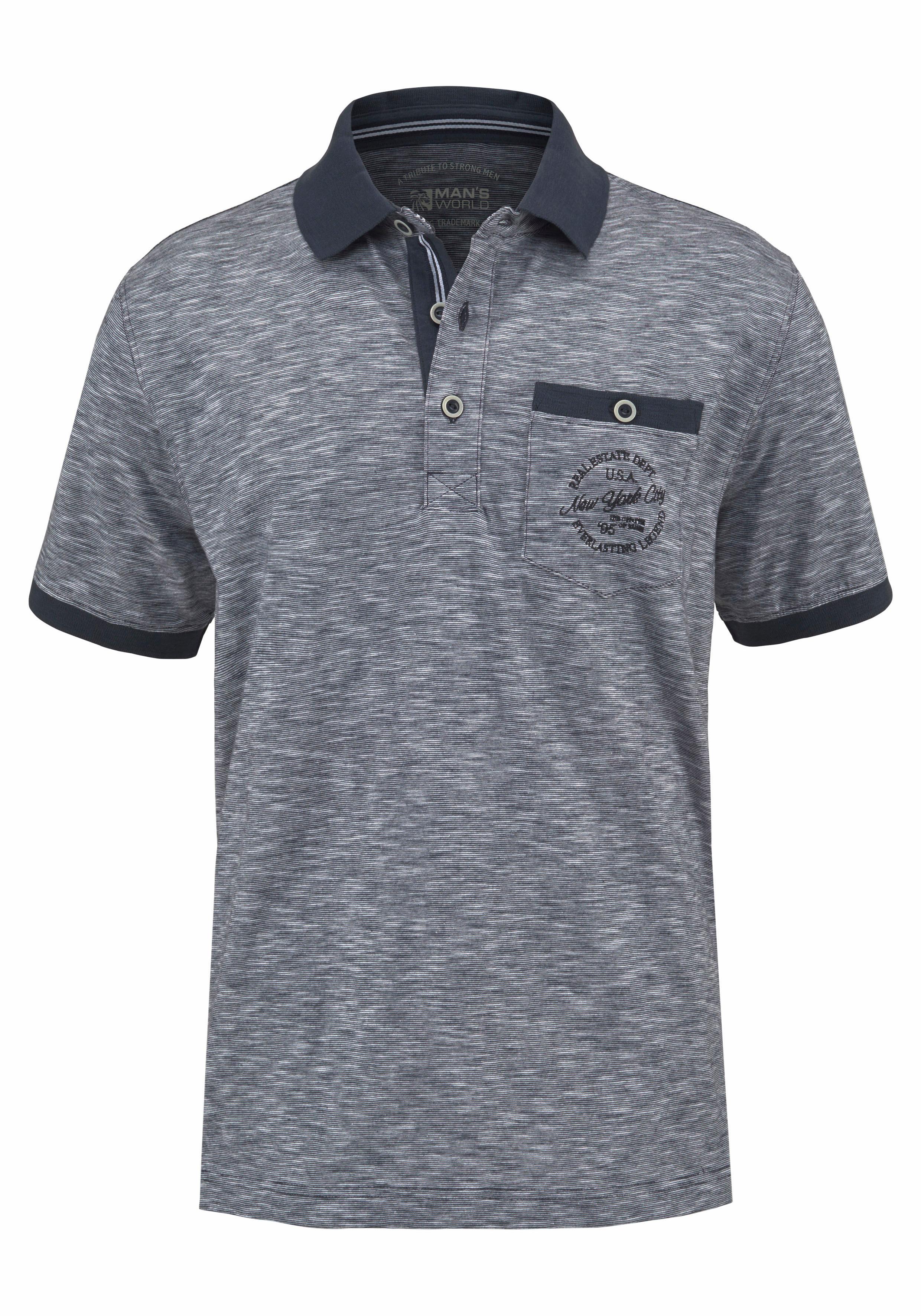 Thumbnail - Mans World Poloshirt, Kurzarm, Regular Fit, melierte Struktur, Rundhalsausschnitt