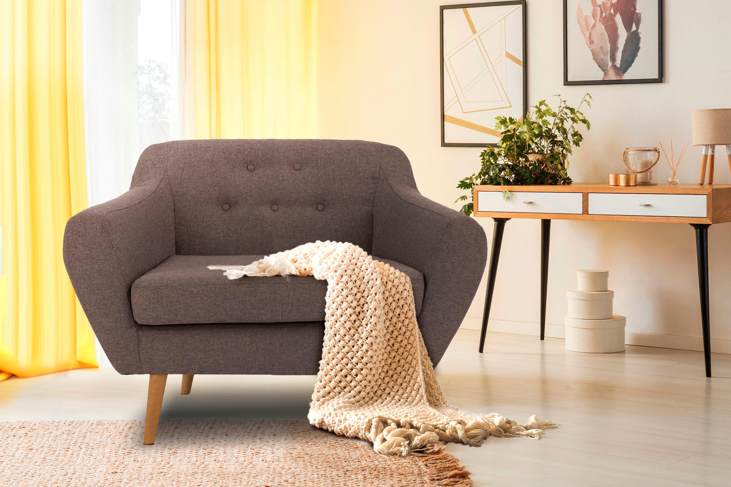 Home affaire Sessel "Renne" mit Heftung im Rücken im skandinavischem Stil günstig online kaufen