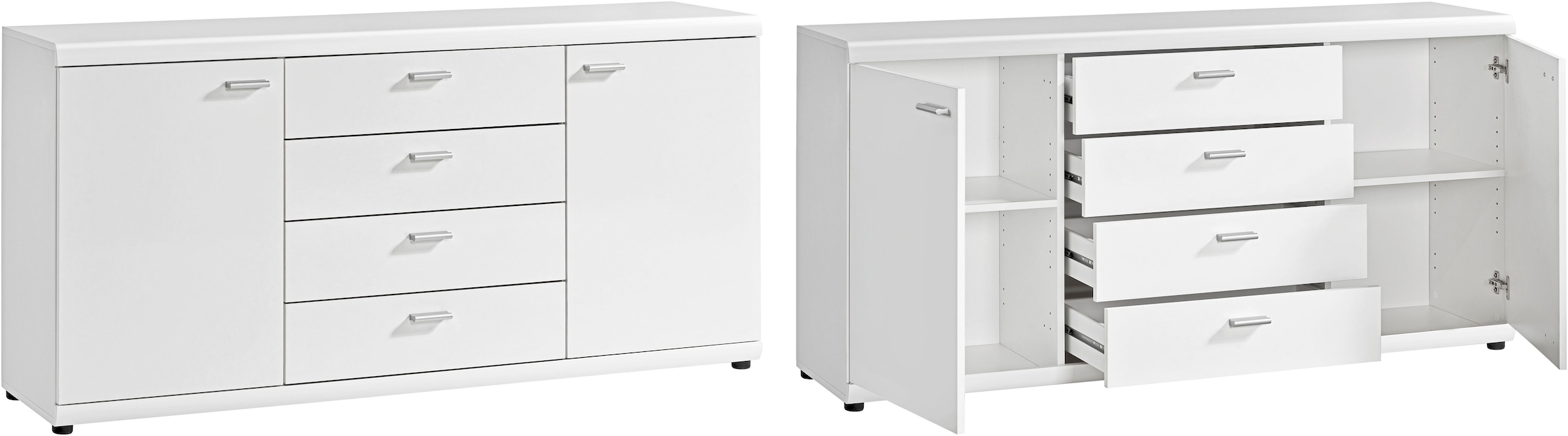 Kommode PROCONTOUR, B:150cm H:74cm T:35cm, weiß, Schlafzimmer, Sideboards, "Sun BESTSELLER", Höhe 74 cm, variabel verstellbaren Einlegeböden