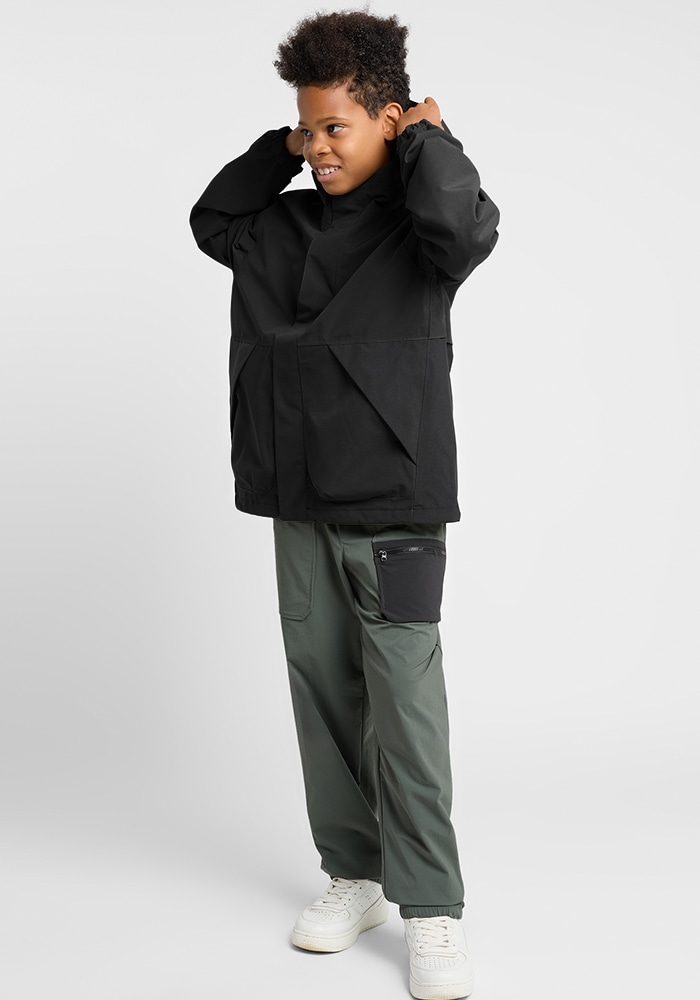 Jack Wolfskin Outdoorjacke "TEEN 2L JACKET Y" mit Kapuze mit Kapuze, für Jugendliche, atmungsaktiv, winddicht, wasserdicht