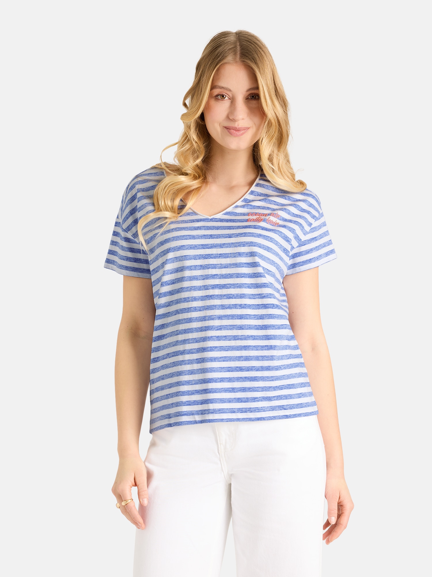 Lieblingsstück T-Shirt "DollyL" mit Rückenprint, V-Ausschnitt, gestreift günstig online kaufen