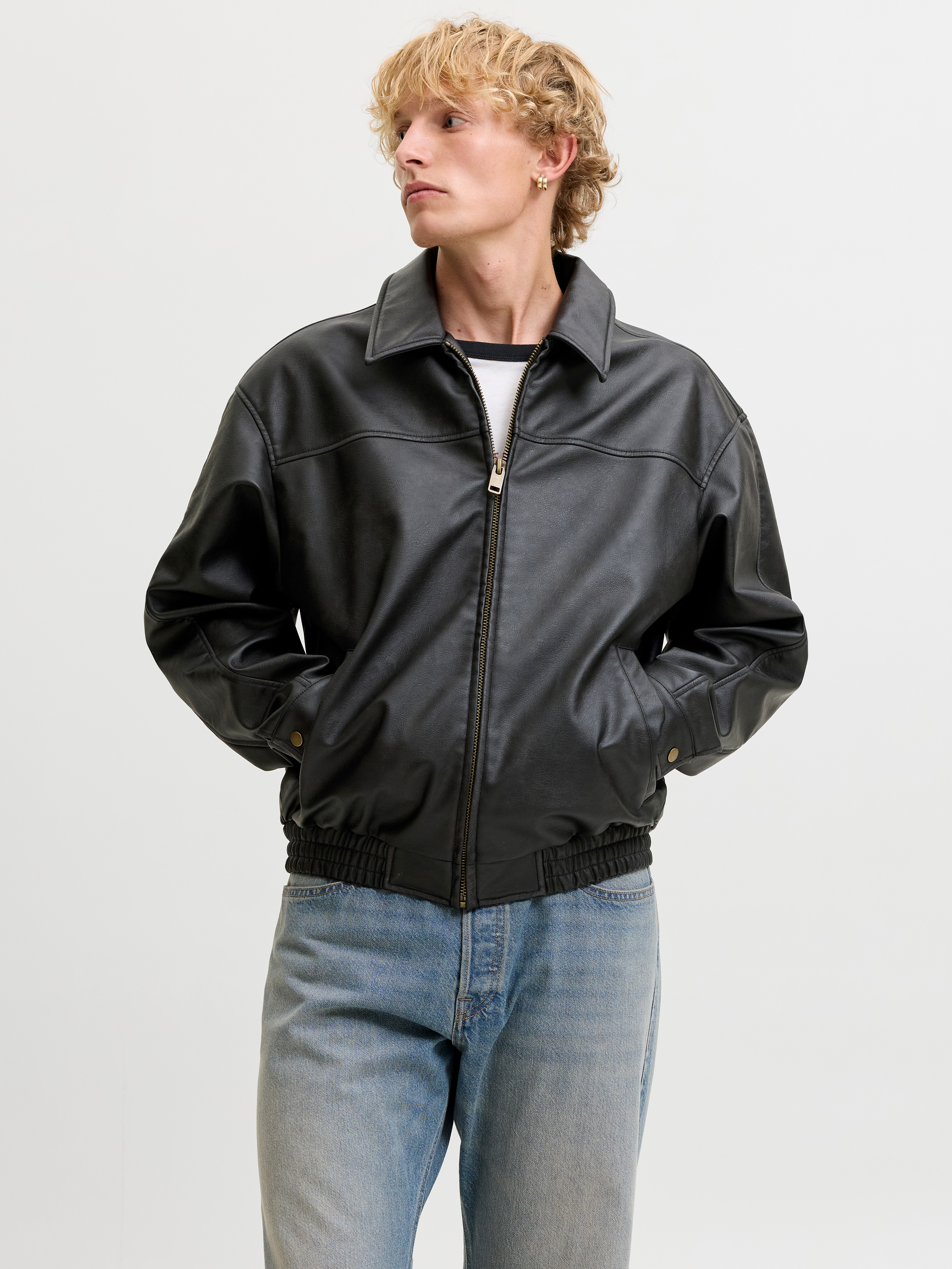 Jack & Jones Lederimitatjacke "JJMARLON PU JACKET" Kunstfaser, regular fit