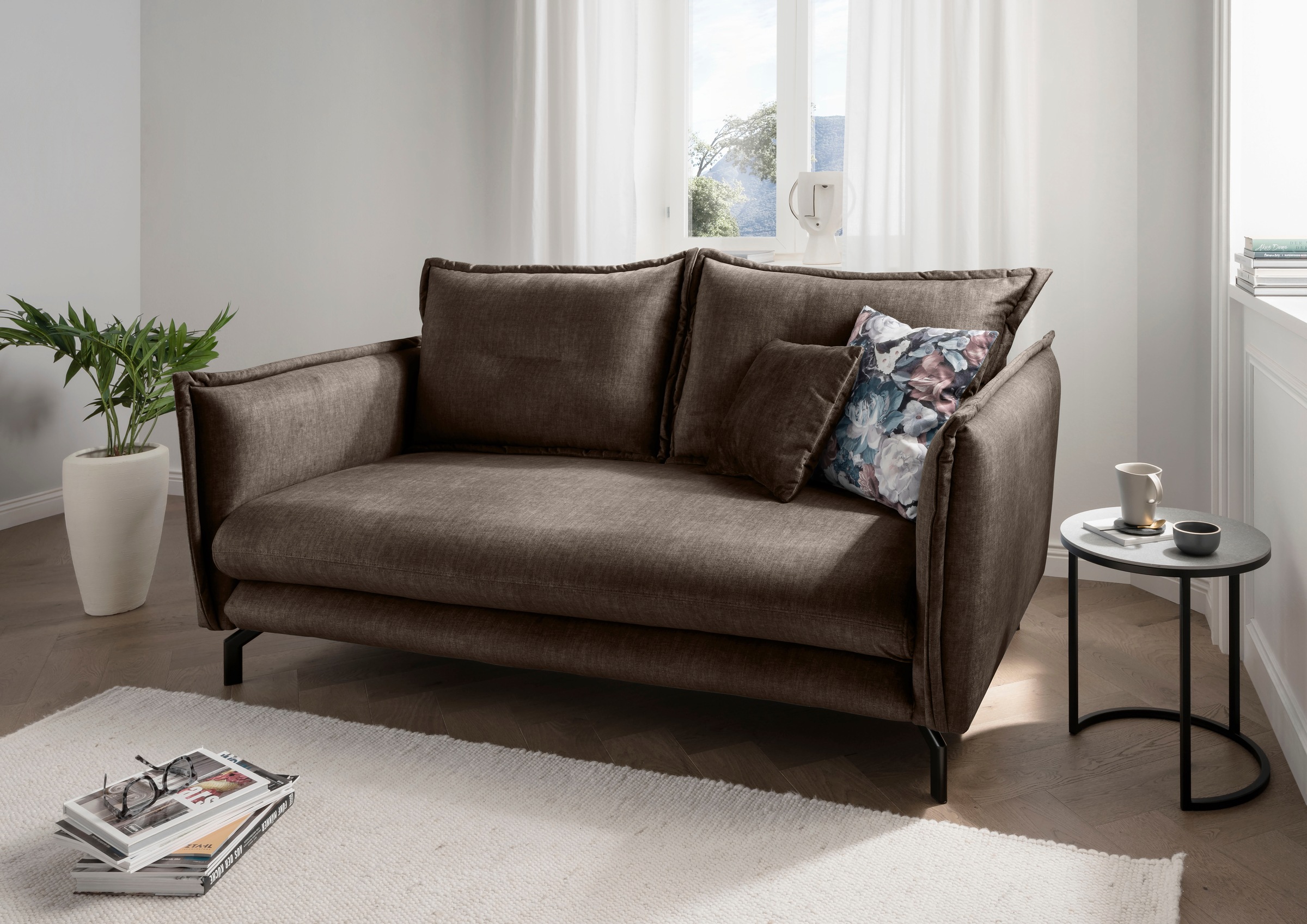 3-Sitzer HOME AFFAIRE, B:198cm H:94cm T:110cmbraun, türkis, Sofas, "LAVA Breite 198 cm, modern und elegant, aktuelle Kissenoptik, bequem", Armlehnen