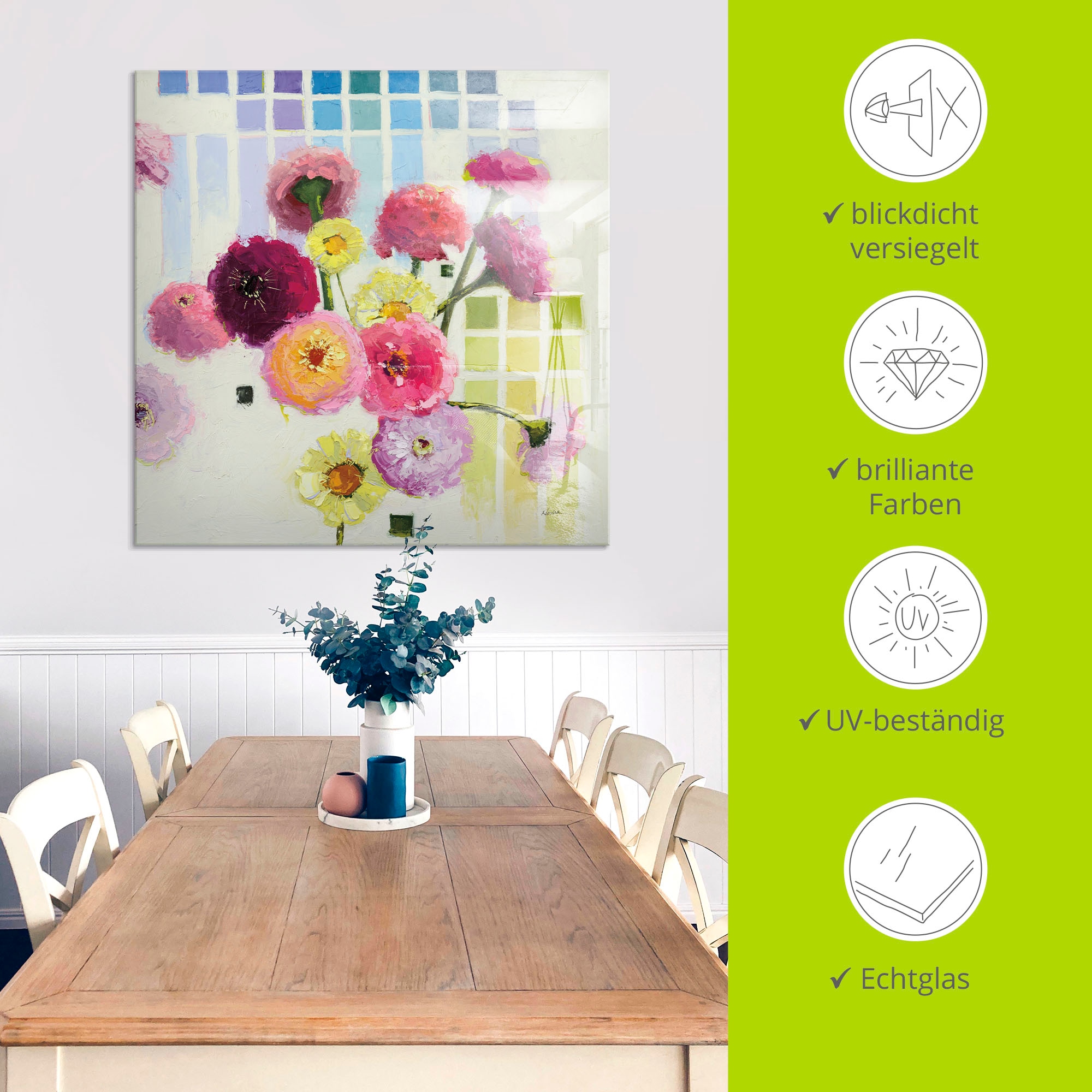 Artland Glasbild »Color Chart II« Blumenbilder 1 Stk. tlg. in verschiedenen Größen