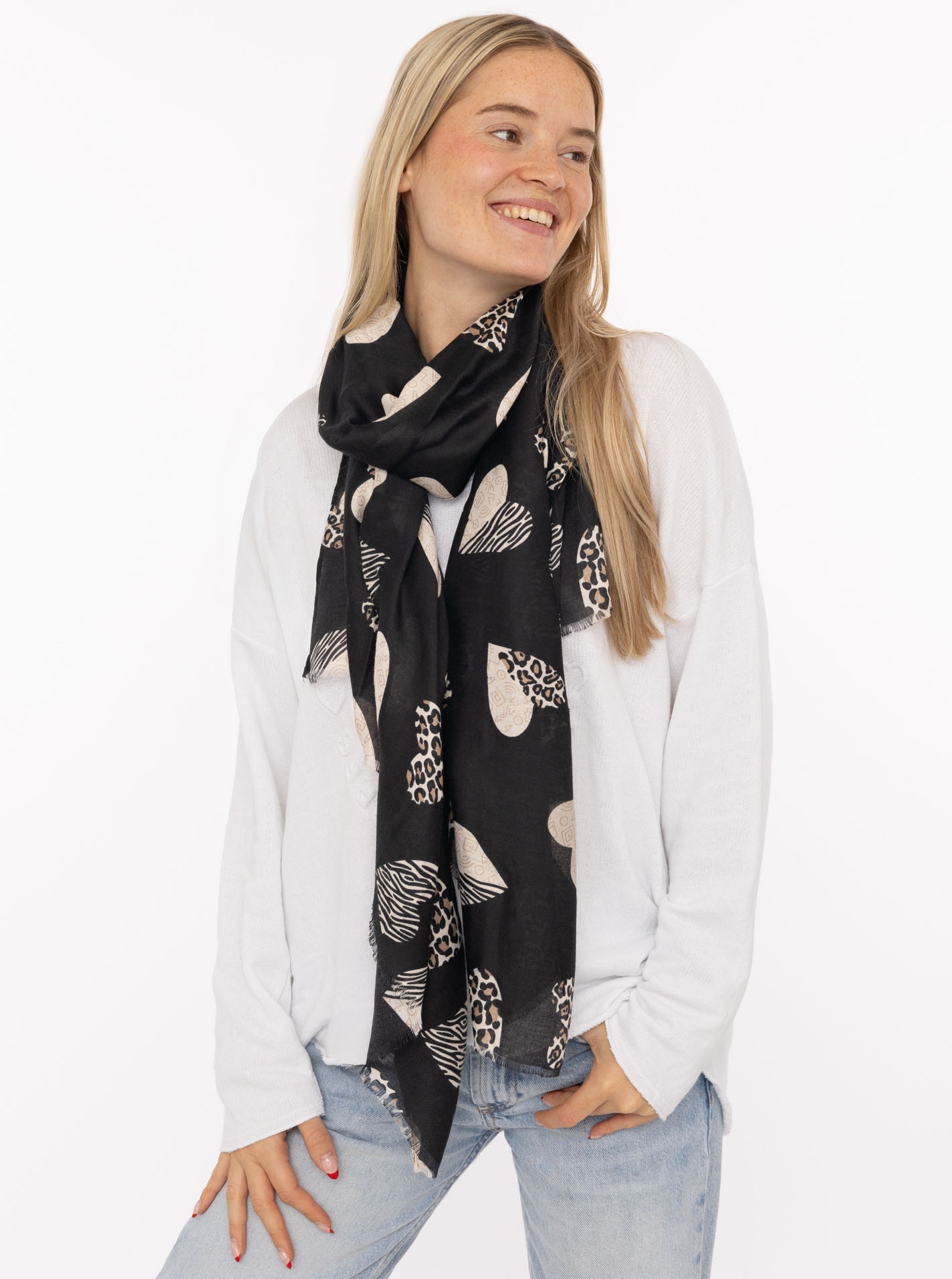 Zwillingsherz Schal ""Safari Hearts"" angesagtes Herzmuster im Leolook günstig online kaufen