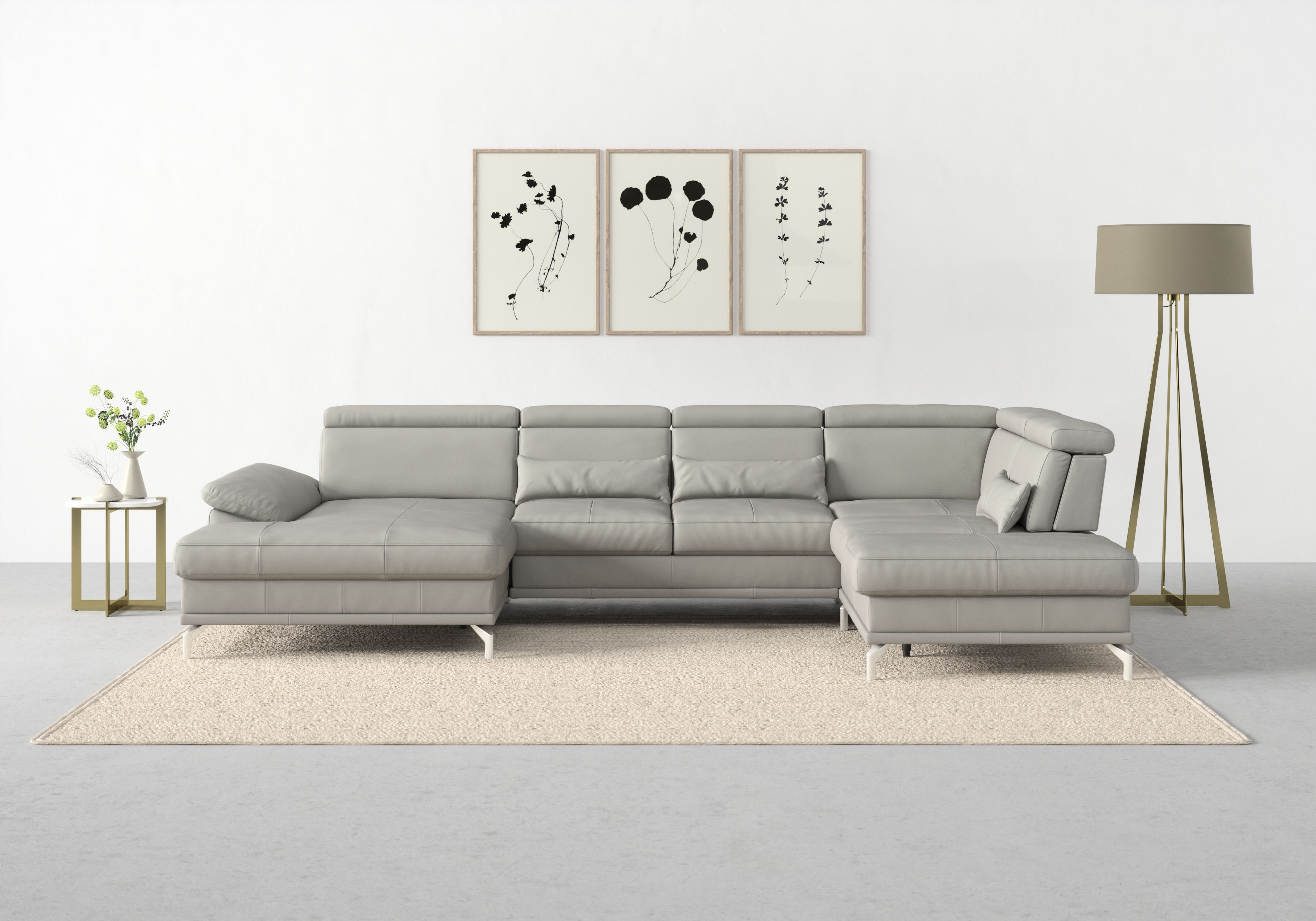 sit&more Wohnlandschaft "Cabrio U-Form, B: 359 cm, mit Sitztiefen-, Arm- & Kopfteilverstellung" 3 Nierenkissen, Federkern, optional Schlaffunktion und Stauraum