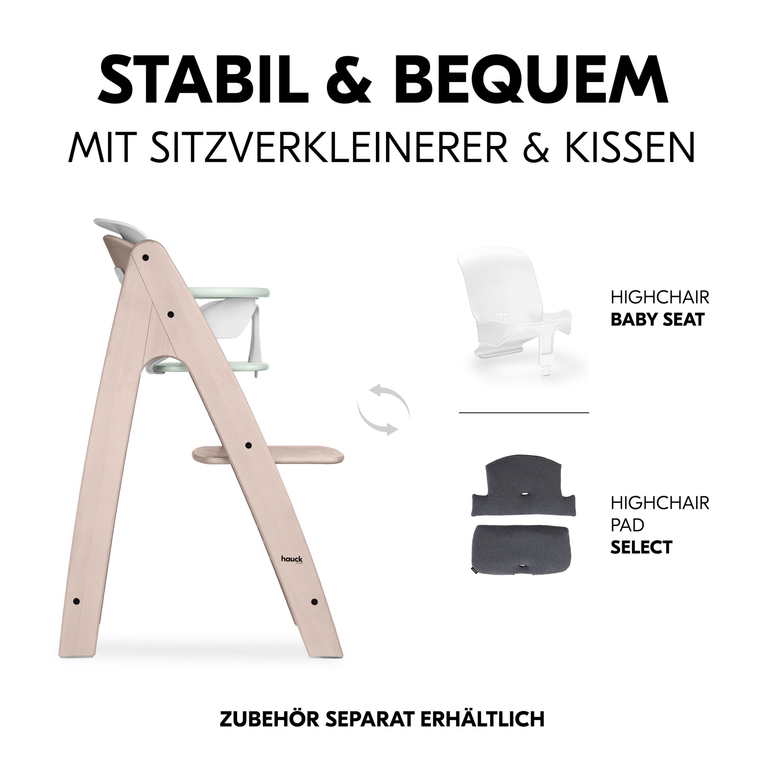 Hauck Hochstuhl »Arketa, Beech Whitewashed Mint«, mitwachsend; FSC® - schützt Wald - weltweit