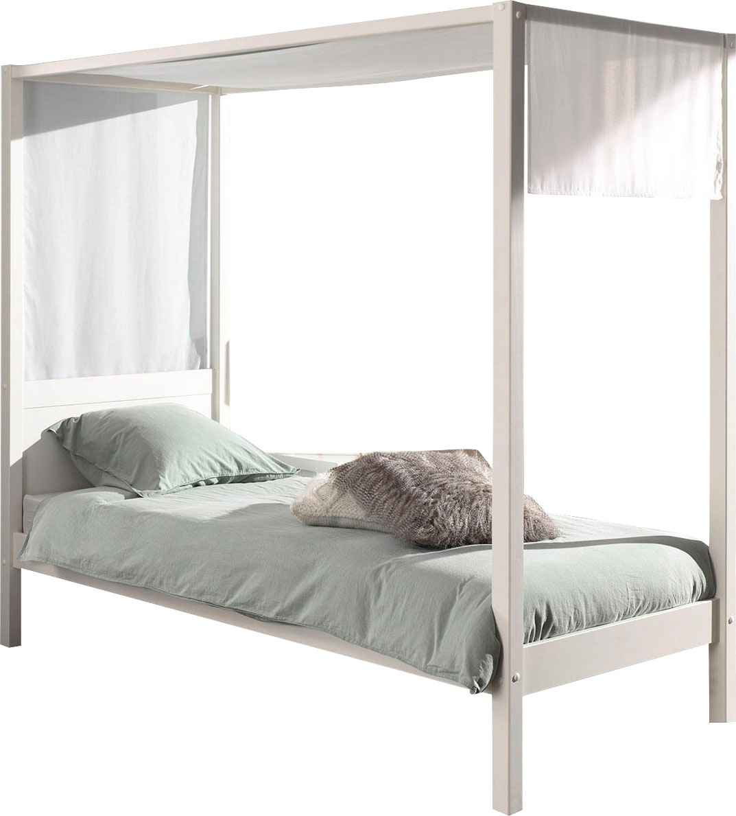 Thumbnail - Vipack Himmelbett "Pino, Kiefer massiv weiß lackiert, Made in Europe, zeitloses Design", (B/H/T ca. 208x191x148cm, inkl....