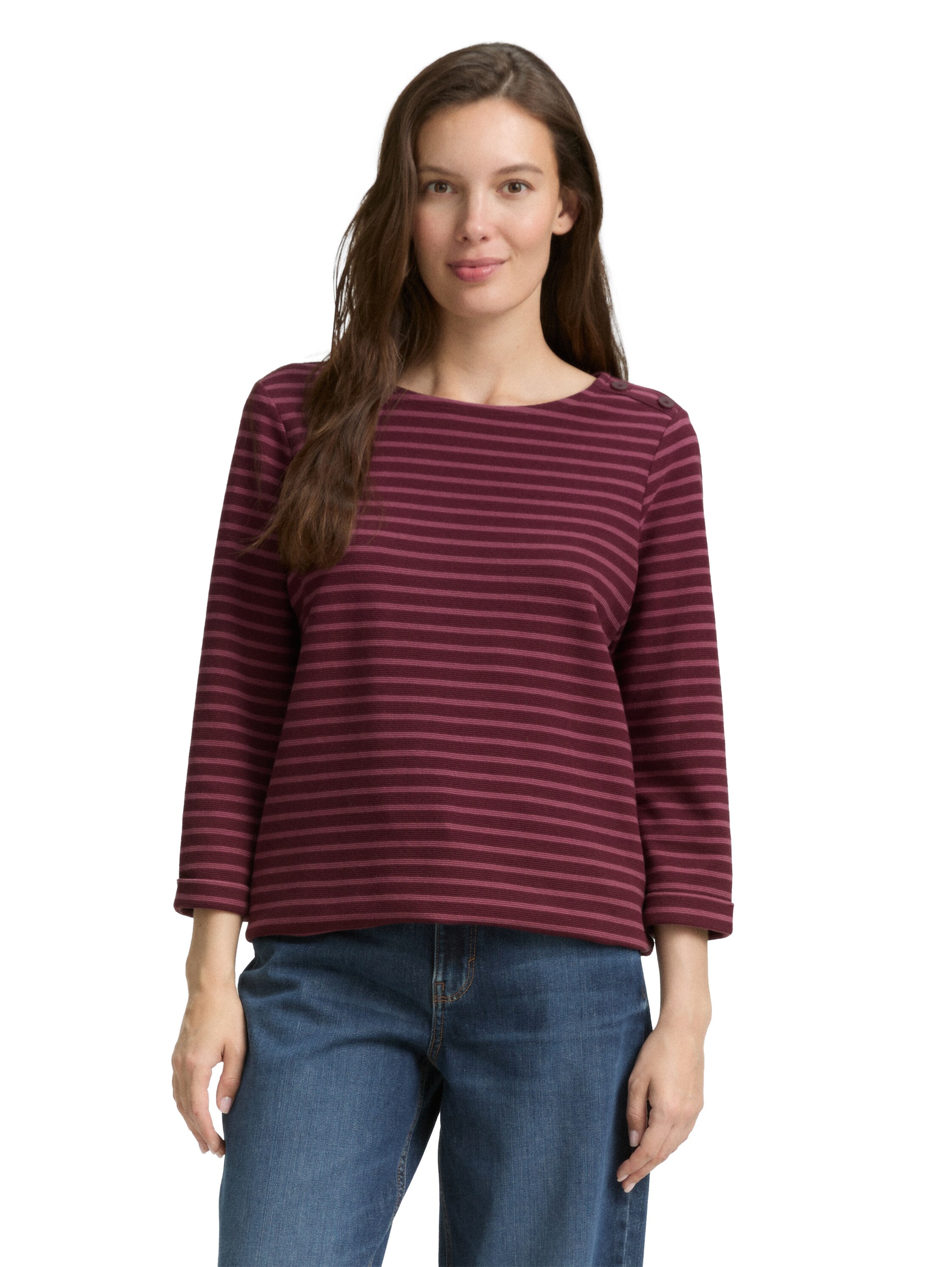 TOM TAILOR Langarmshirt "Loose" mit Knöpfen an der Schulter günstig online kaufen